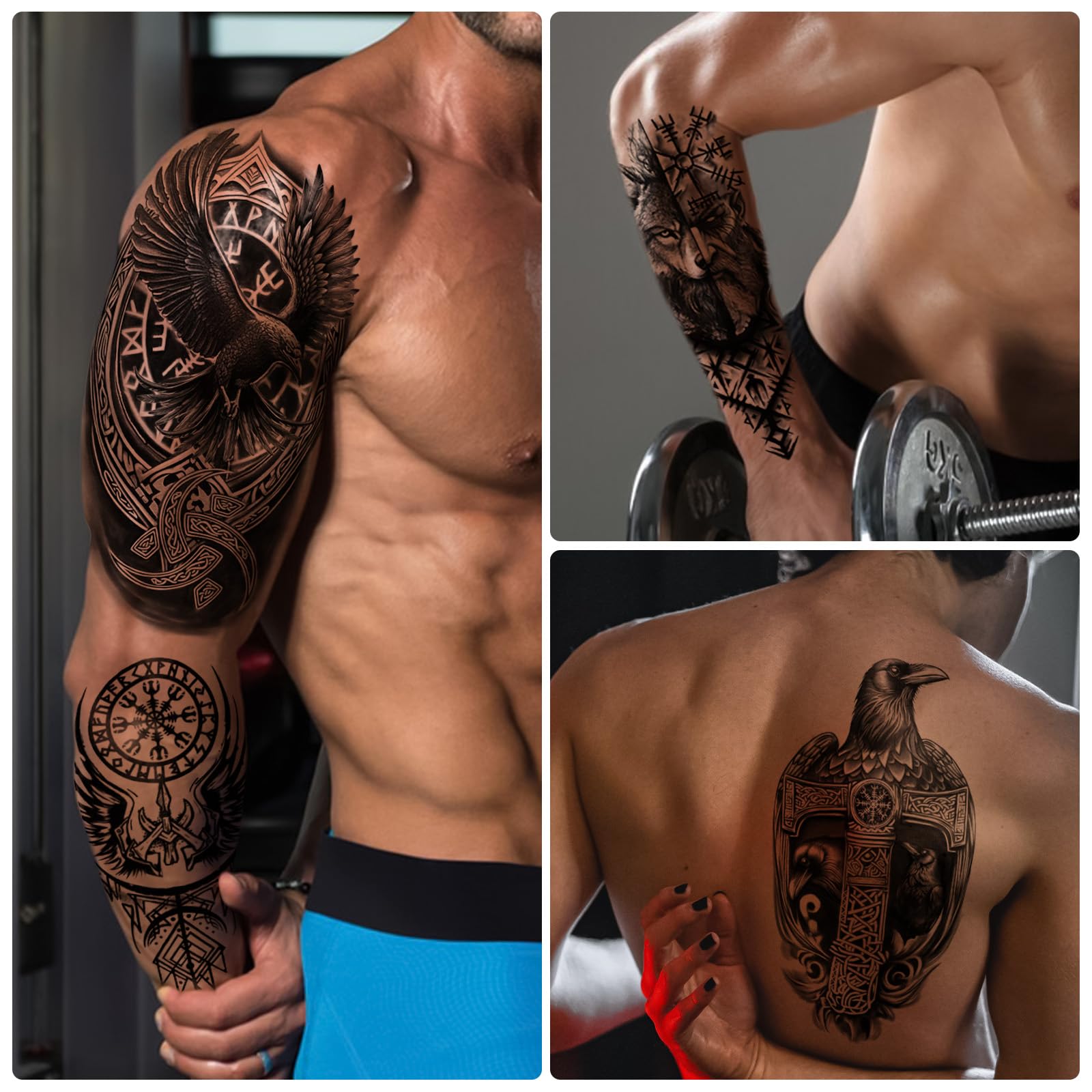 77 Sheets Viking Temporary Tattoos for Adults - Norse Celtic Tribal Fake Tattoo Stickers with Yggdrasil & Valknut Designs - Perfect for Viking Costumes, Cosplay, Halloween, Themed Parties & Events (Men, Women, Kids)