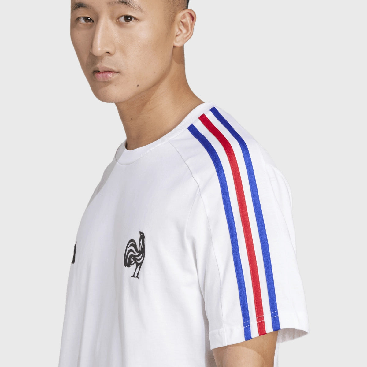 Adidas France Rugby 3 Stripe T-Shirt - White - Men's Sports Tee for Rugby Fans & Casual Wear