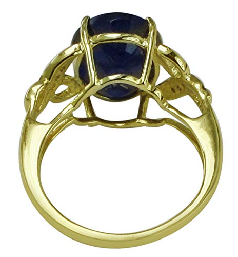 Natural Blue Sapphire September Birthstone Ring - 925 Sterling Silver Women's Jewelry (Yellow Gold Plated) | Elegant Gift for Birthday, Anniversary & Special Occasions