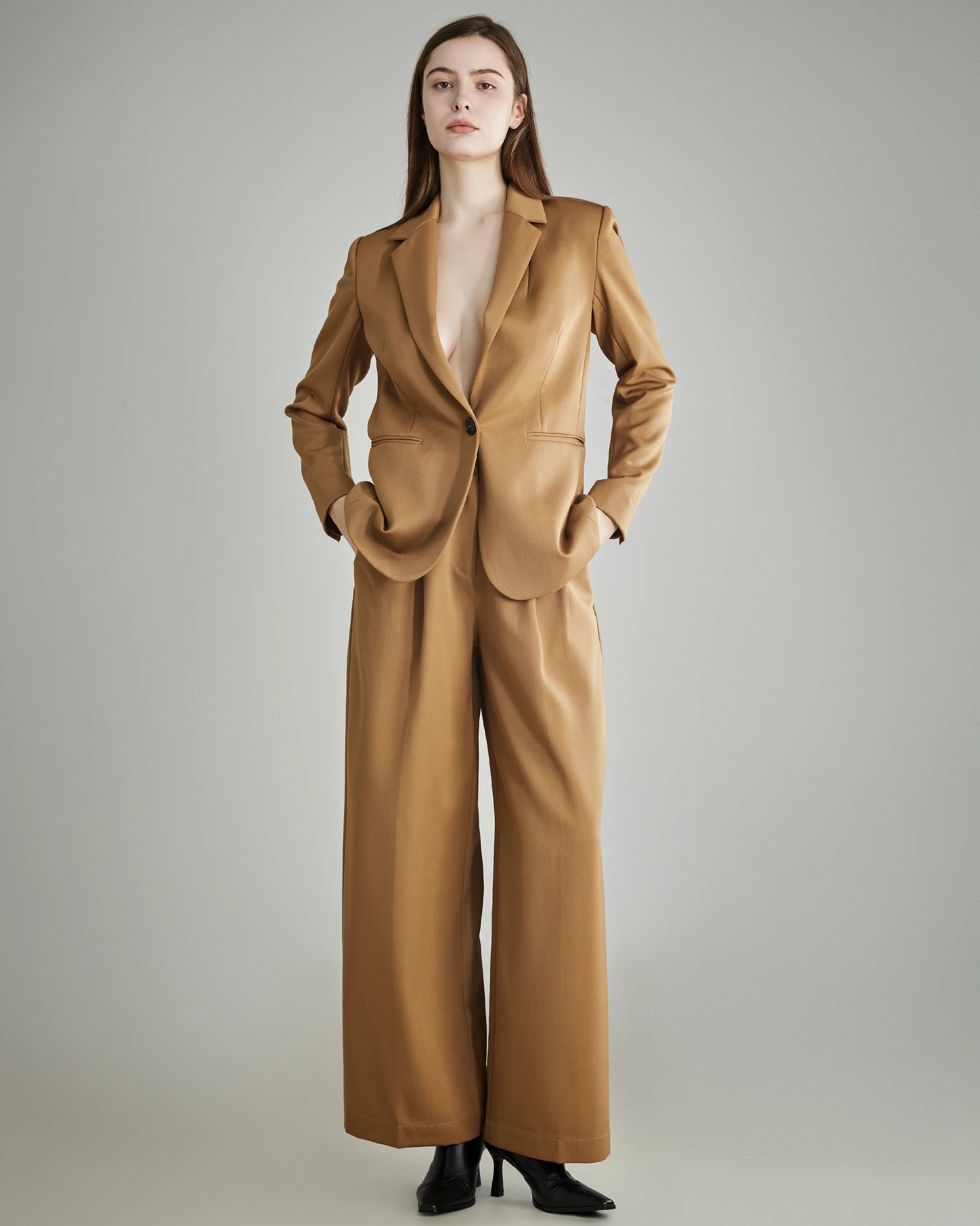 Women's High Waist Pleated Wool Wide Leg Pants - Comfortable & Stylish Winter Trousers for Office, Travel & Casual Wear