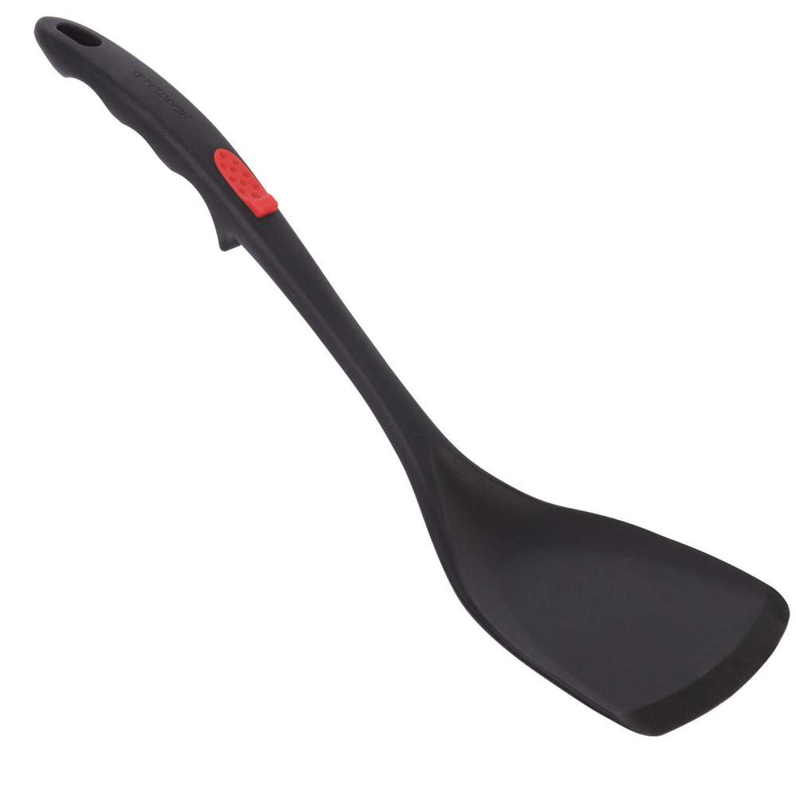 Heat-Resistant Silicone Cooking Spatula for Flipping Burgers - Non-Stick Kitchen Turner with Hanging Hole - Perfect for Grilling, Frying & Baking (Black)