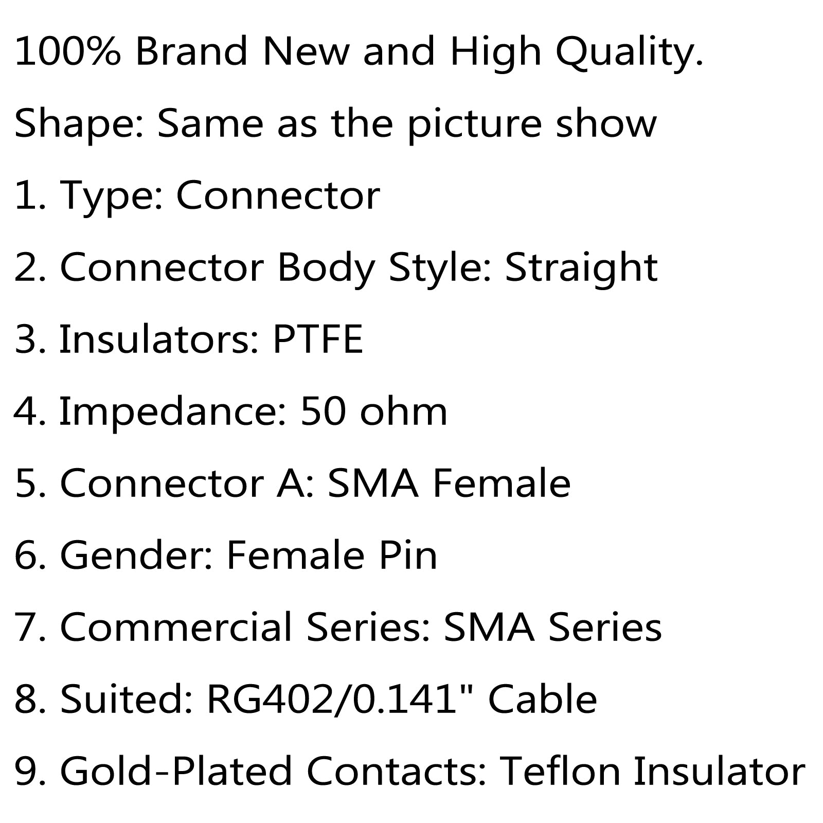 10Pcs SMA Female Jack Solder Connectors for Semi-Rigid RG402 0.141 Cable - High Frequency RF Coaxial Connectors for Ham Radio, Antenna, and Test Equipment Applications