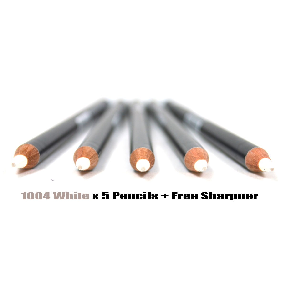 5-Piece White Italia Eye & Lip Liner Pencil Set (Shade 1004) - Includes Free Sharpener & Earring Gift - Perfect for Makeup Artists, Bridal Looks & Everyday Beauty
