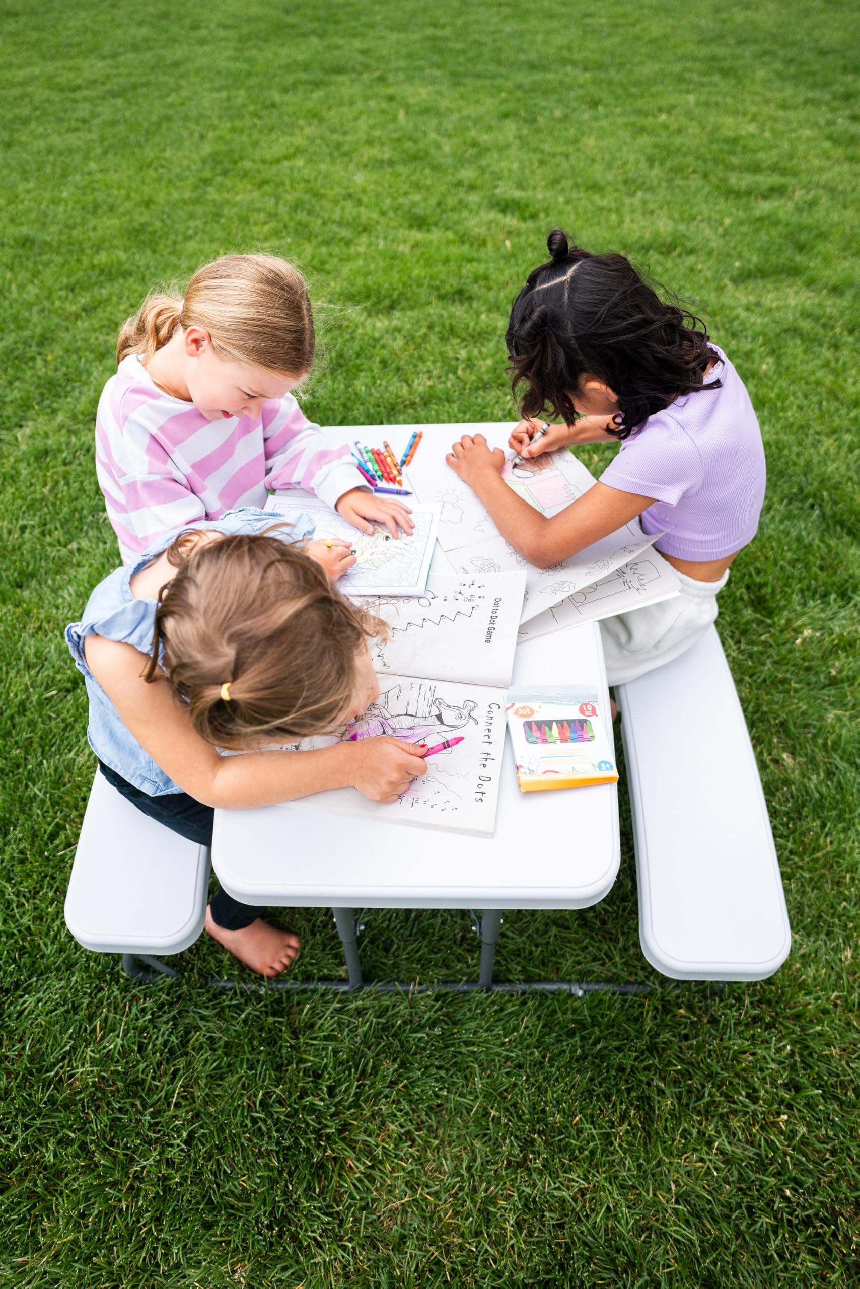 Stansport G-940 Compact Kids Picnic Table - Portable White Folding Table for Outdoor Play, Camping & Backyard Fun - Perfect for Toddlers & Children's Activities