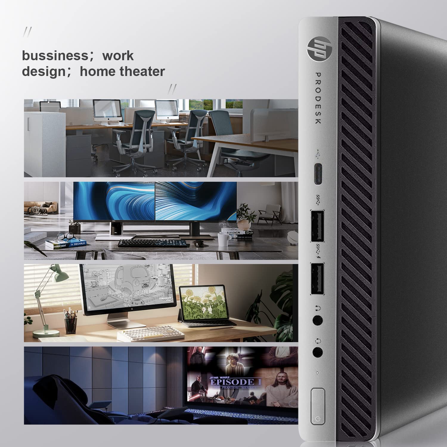 Renewed HP ProDesk 400 G3 Mini Business Desktop PC - Intel Core i7-7700T, 8GB DDR4 RAM, 128GB SSD, WiFi + Bluetooth, HDMI, Windows 10 Pro | Includes Wireless Keyboard & Mouse + Mouse Pad | Perfect for Home Office, Small Business & Remote Work