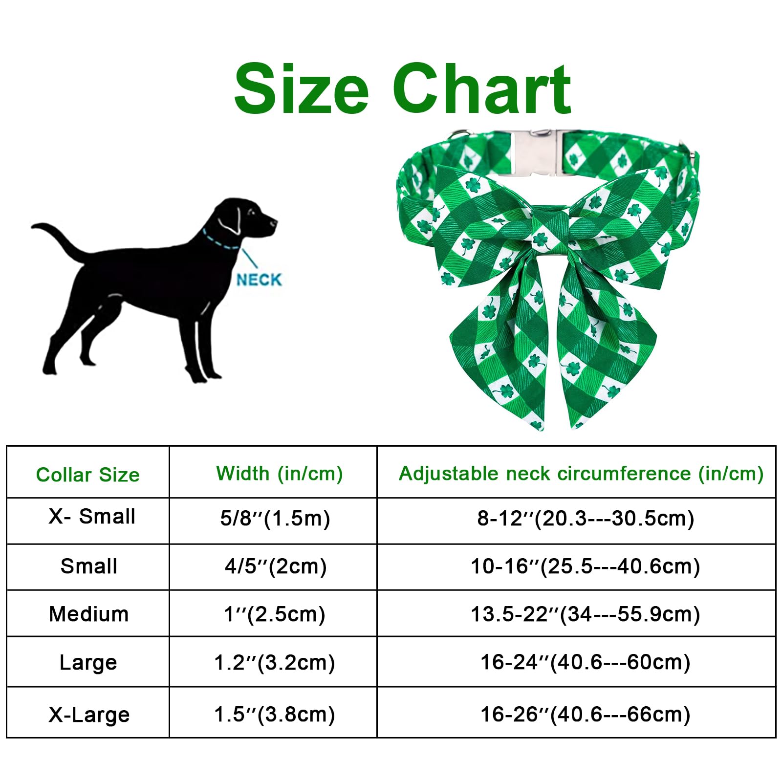 Adjustable St. Patrick's Day Dog Collar with Bow Tie - Green Plaid Shamrock Design for Small, Medium & Large Dogs | Perfect for Irish-Themed Parties, Parades & Spring Celebrations