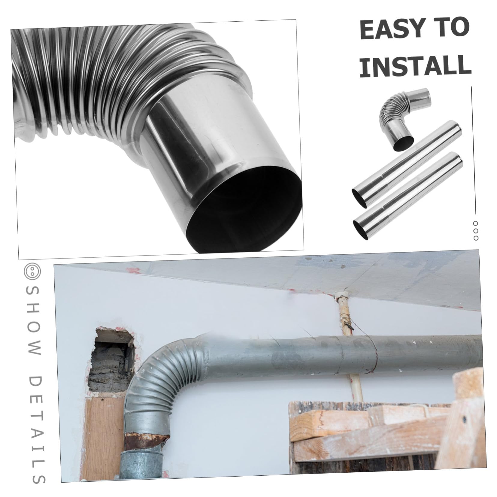 Stainless Steel Chimney Flue Pipe for Wood Stove - Flexible Metal Exhaust Vent Pipe for Outdoor Heating Stoves | Perfect for Fireplaces, Camping & Home Heating Systems