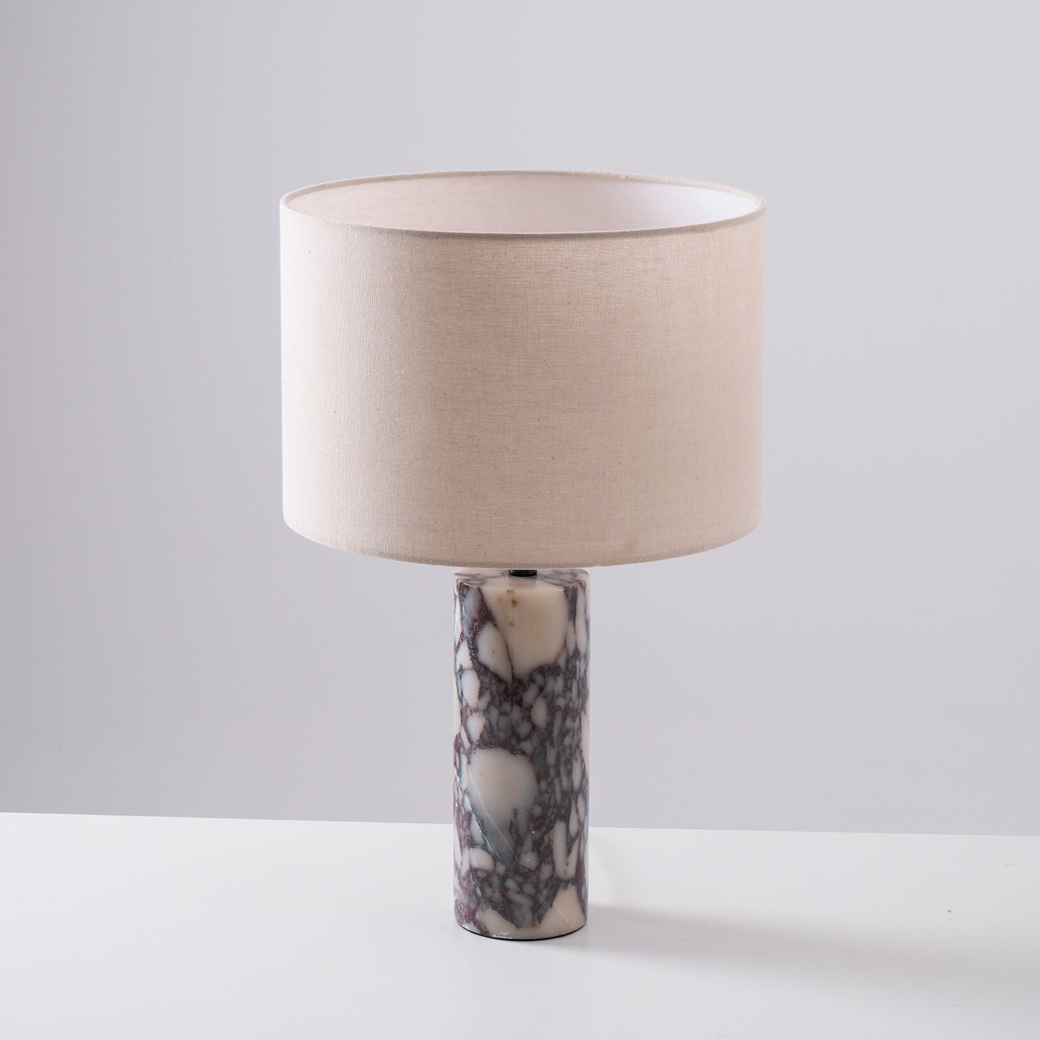 Ardena Marble Table Lamp - Modern Home Decor Lighting for Living Room, Bedroom & Office - Elegant Stone Base with Fabric Shade