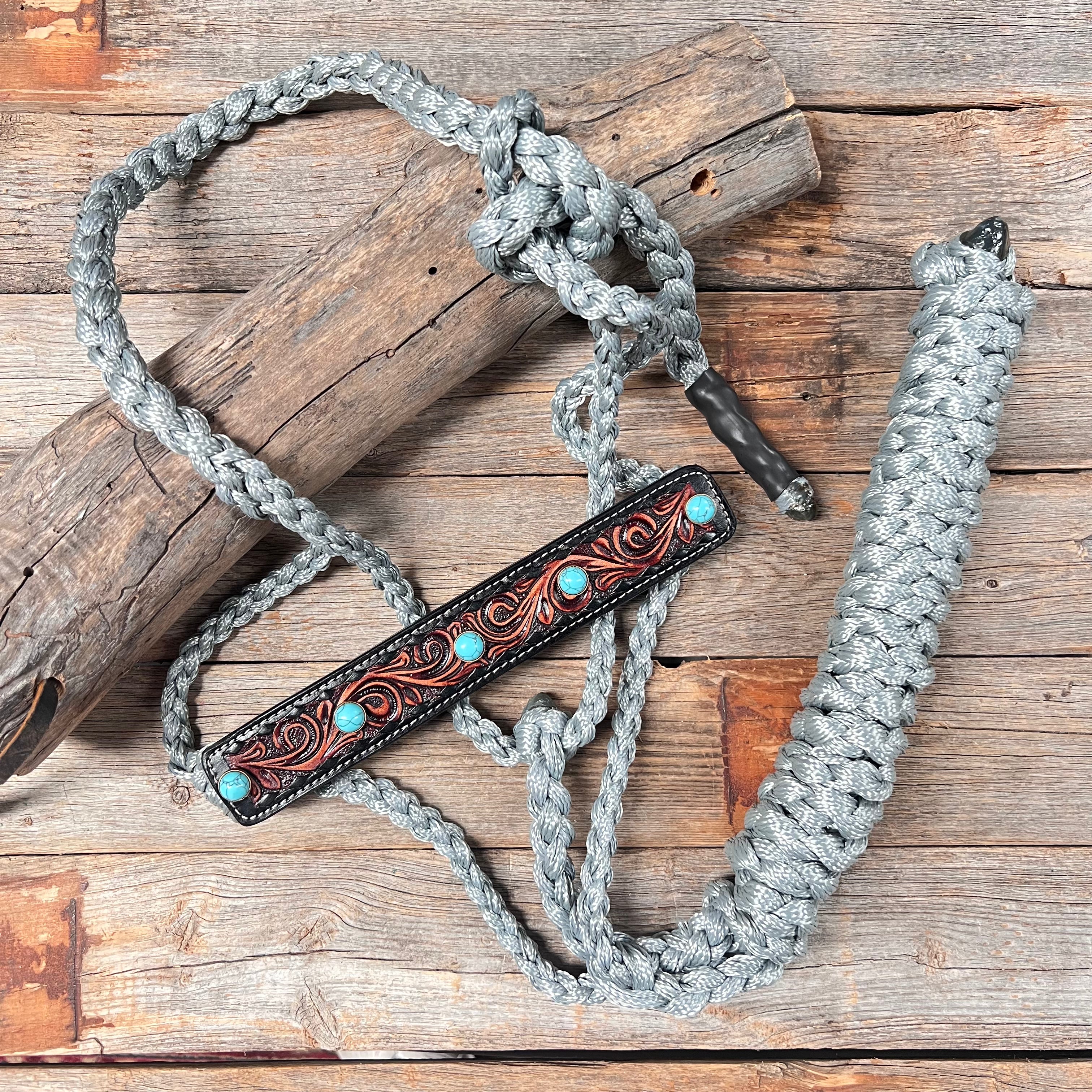 Grey Mule Tape Halter Necklace with Turquoise Cabochon - MT232 | Boho Chic Jewelry for Women, Perfect for Festivals & Everyday Wear