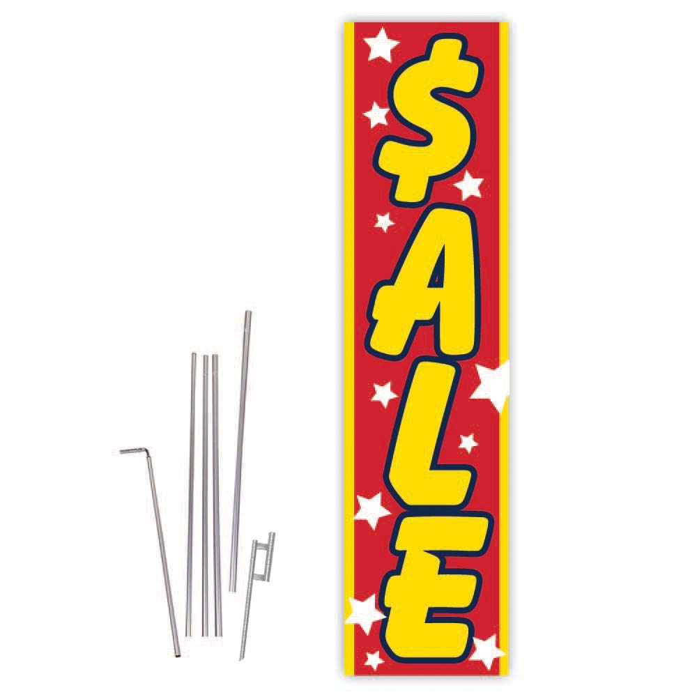 Red & Yellow Rectangle Boomer Flag with 15ft Pole Kit & Ground Spike - Outdoor Advertising, Sports Events, Beach Party Decoration