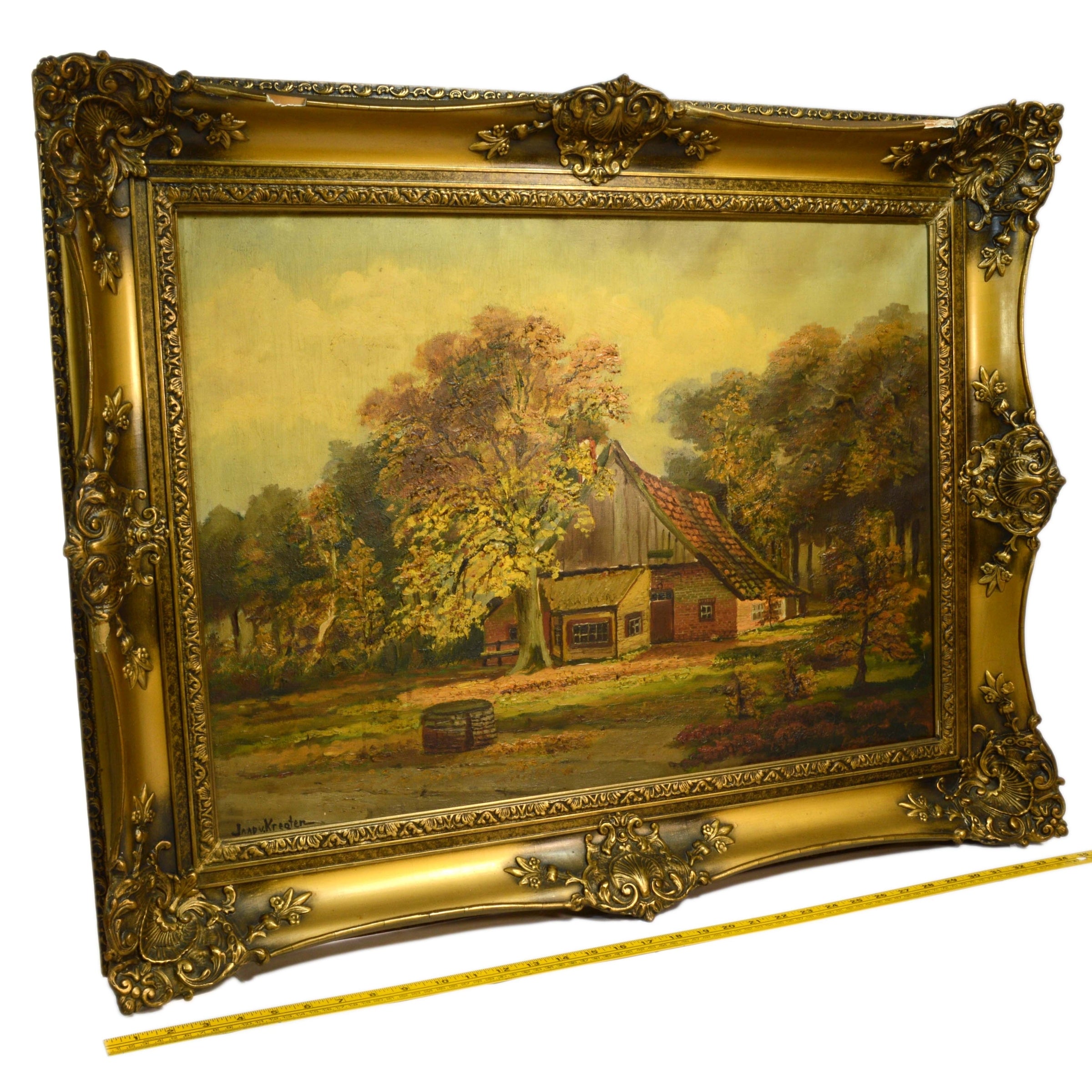 Original Oil Painting on Canvas - Handmade Artwork with Ornate Frame by Unknown Artist JAADV.KREATEN - Perfect for Home Decor, Living Room Wall Art & Gift Ideas