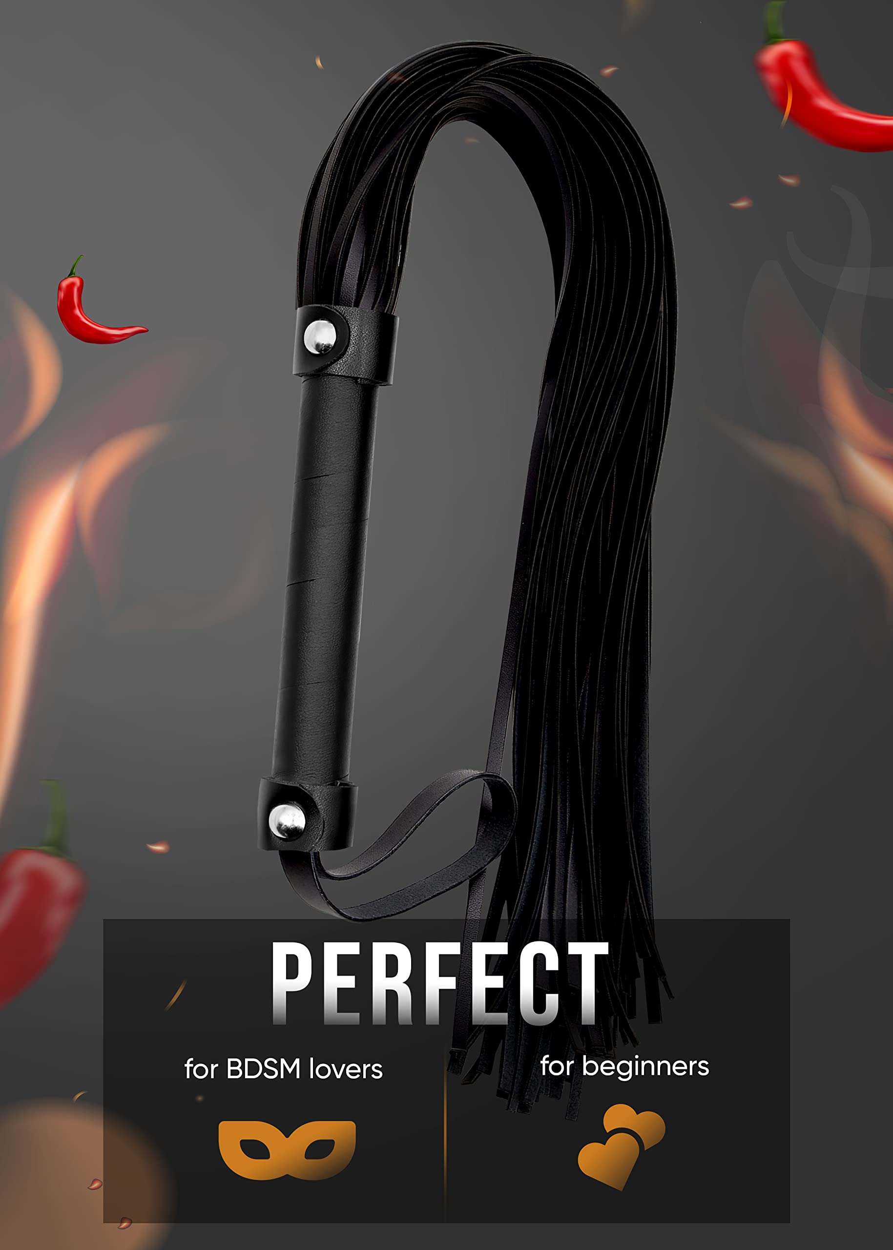 18 Inch Soft BDSM Whip Flogger - Premium SM Spanking Paddle for Adult Bondage Play, Sensual Couples Toys & Kinky Bedroom Accessories