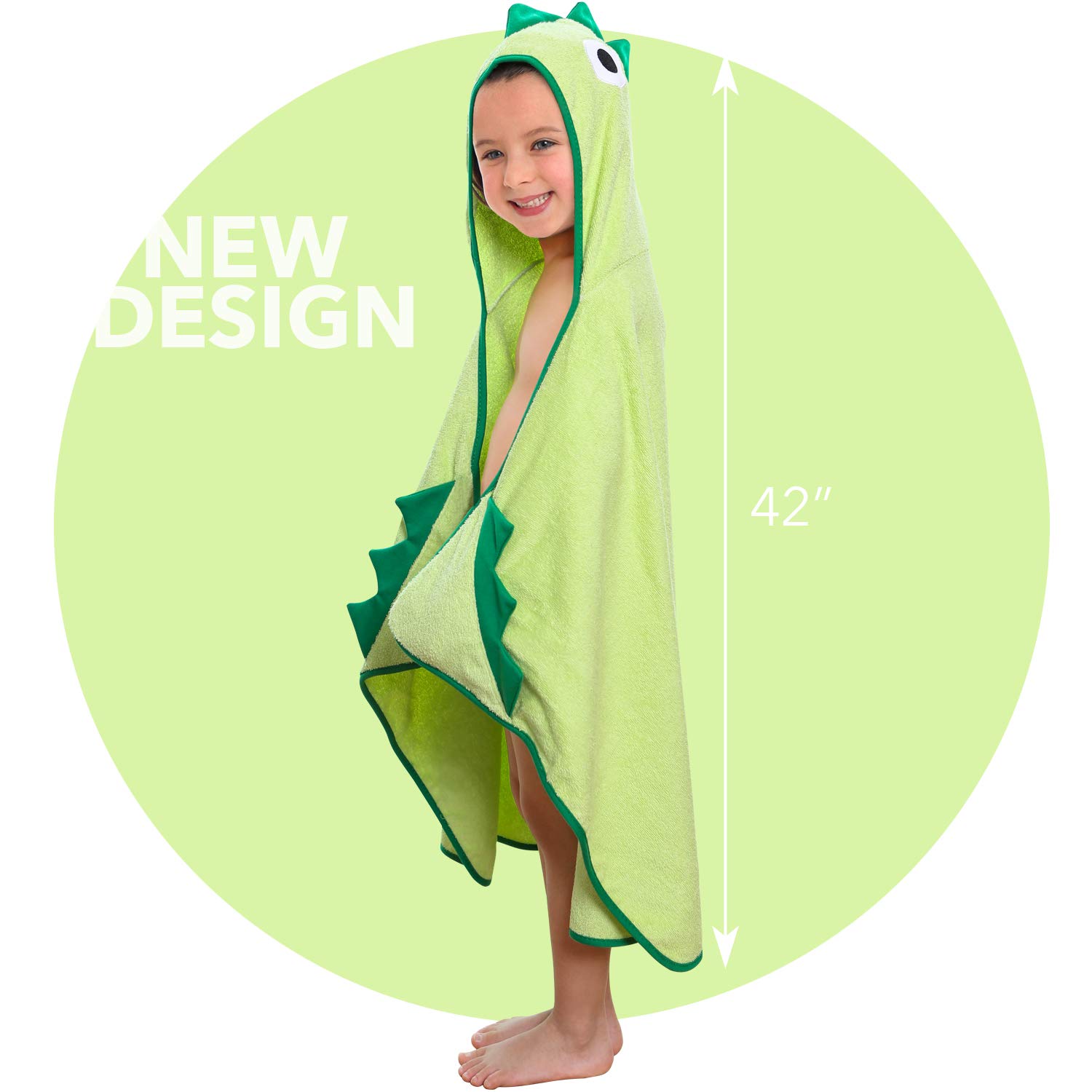 Premium Kids Dinosaur Hooded Towel - Soft Cotton Heavyweight Terry Cloth Bath & Beach Towel for Boys & Girls | Perfect for Swimming, Bath Time & Outdoor Adventures