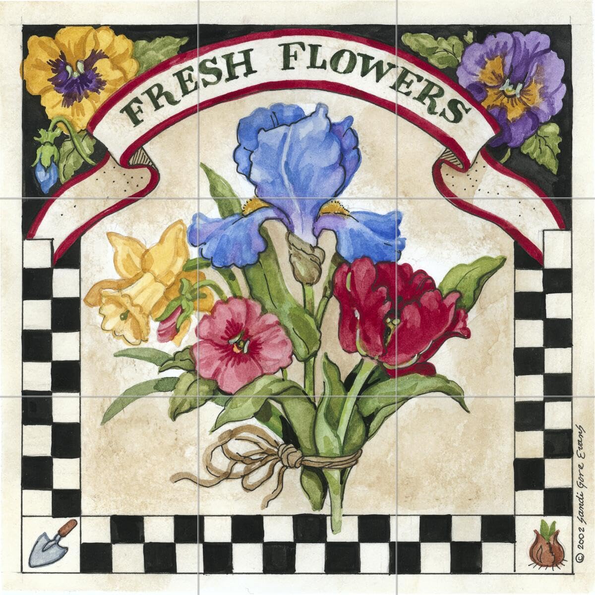 Ceramic Backsplash Tile Mural - Fresh Flowers Design by Sandi Gore Evans for Kitchen & Bathroom Decor | Waterproof & Easy to Clean Wall Art for Modern Homes
