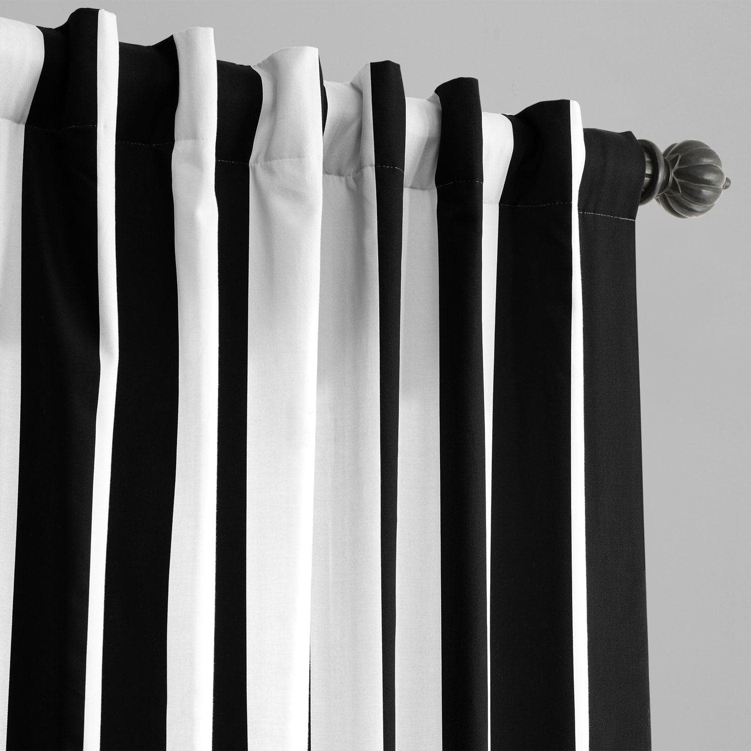 Black Striped Cotton Room Darkening Curtains for Bedroom & Living Room - Cabana Style Window Treatment for Better Sleep & Privacy
