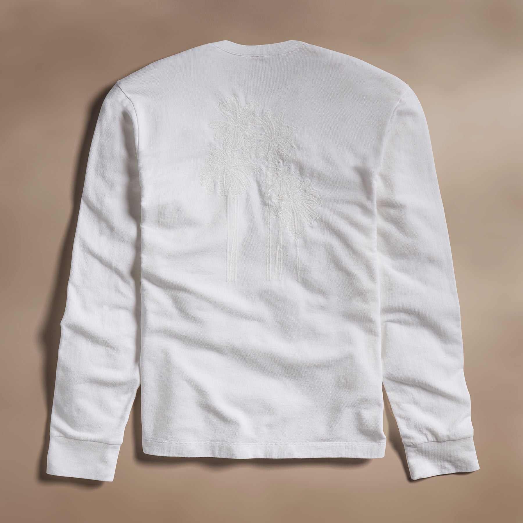 Palm Tree Embroidered Sweatshirt for Women - Soft Cotton Pullover Hoodie - White/White - Beach Vacation Outfit & Casual Streetwear