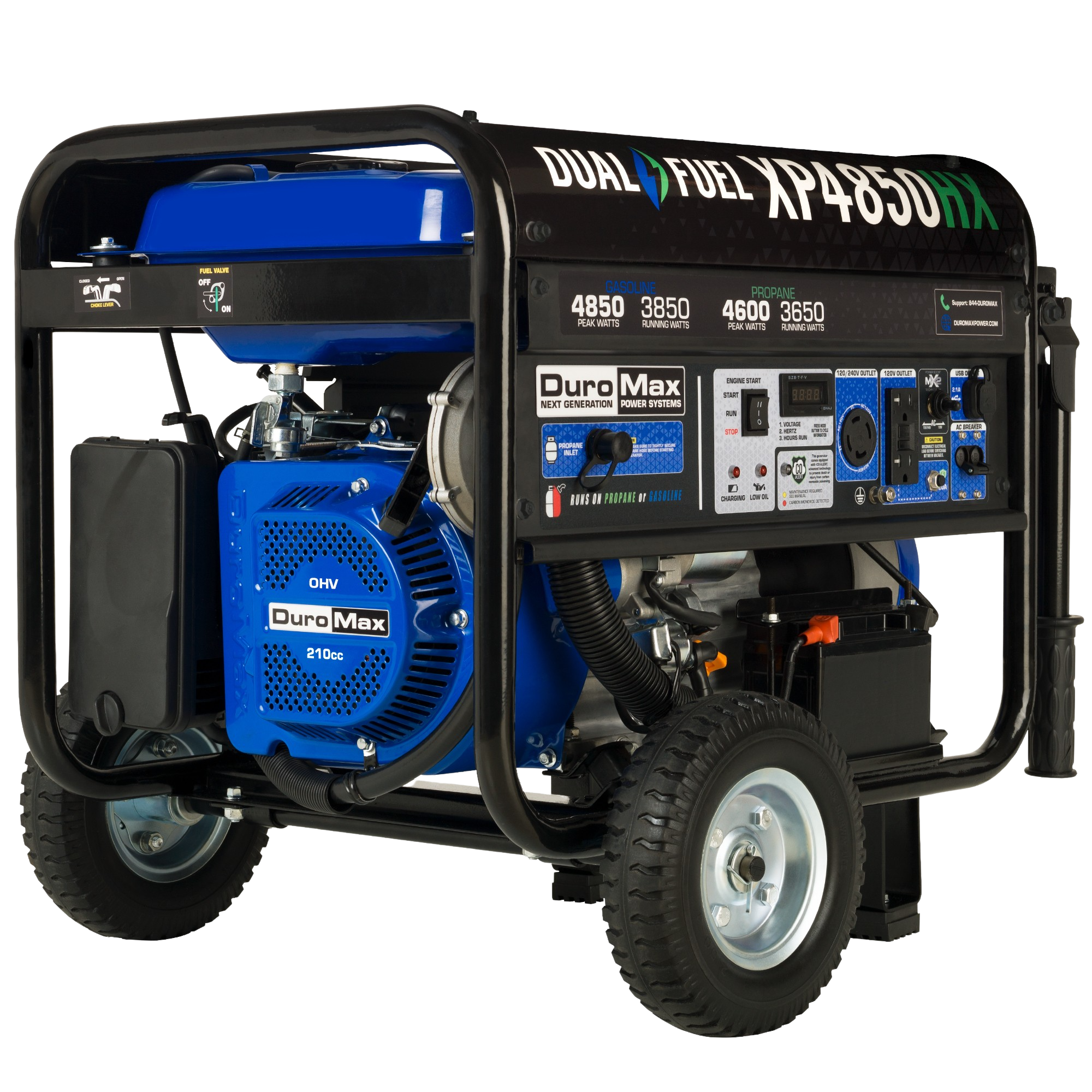 DuroMax XP4850HX 3850W/4850W Dual Fuel Portable Generator with CO Alert & Electric Start - Perfect for Home Backup Power, Camping, and Emergency Use