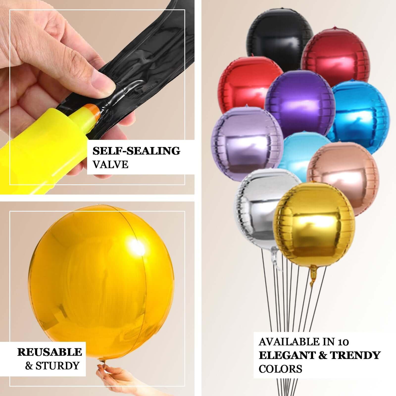 Efavormart 2 Pack 18 Inch Rose Gold Aluminum Foil Balloons - 4D Mylar Round Sphere Balloons for Birthday Party, Wedding, Baby Shower & Anniversary Decorations