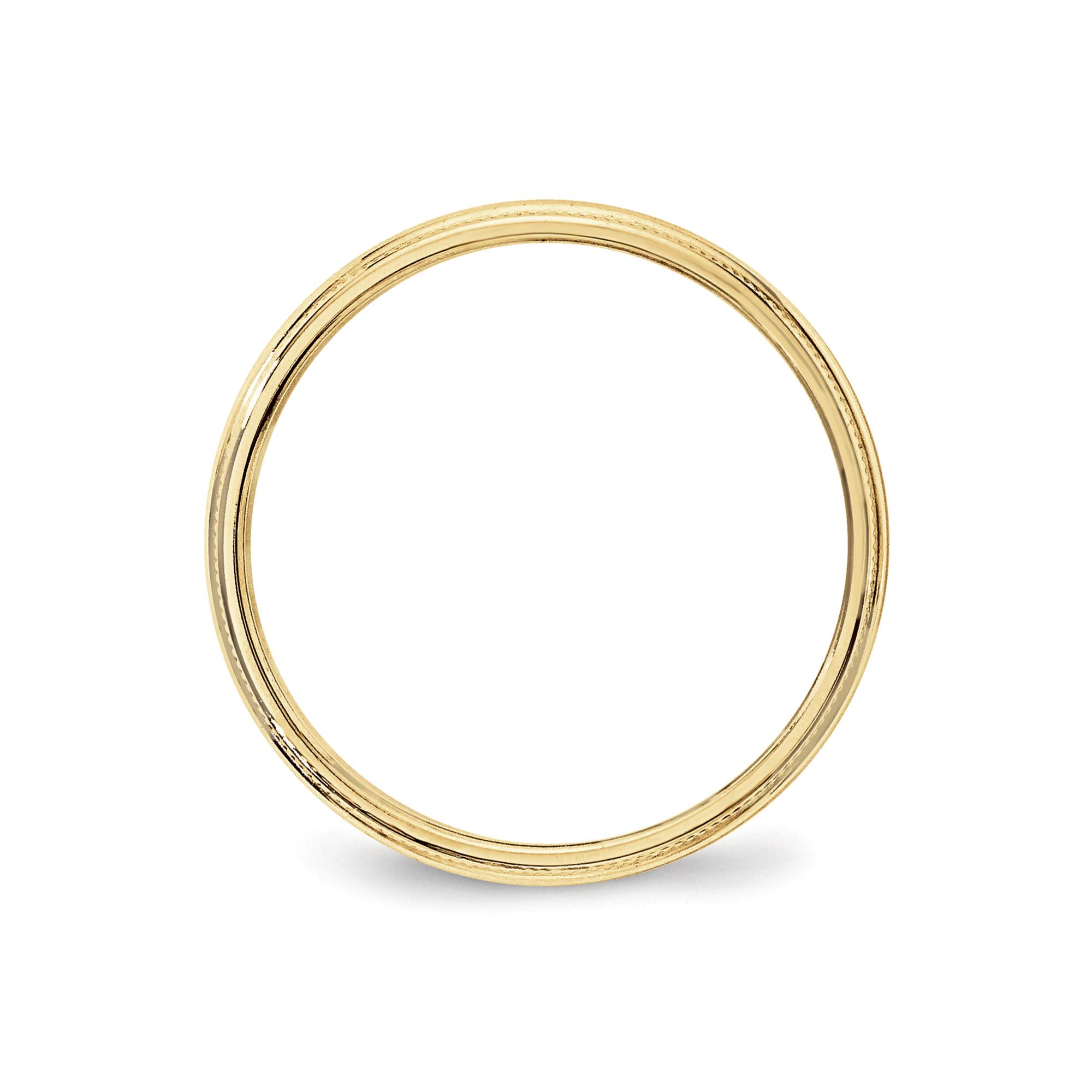 10K Yellow Gold 3mm Milgrain Wedding Band - Size 10.5 for Bridal Jewelry