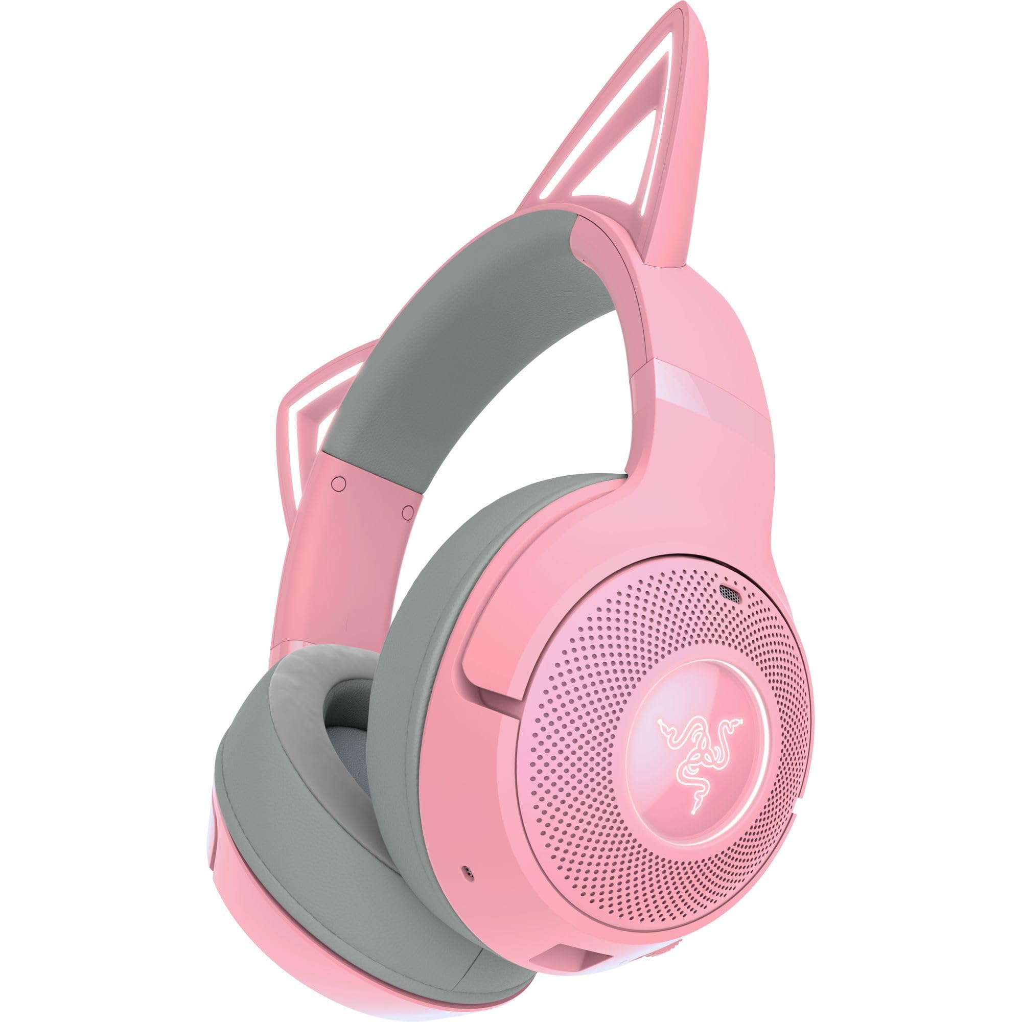 Razer Kraken Kitty V2 BT Wireless RGB Gaming Headset with Chroma Lighting - Bluetooth 5.2, 40mm Drivers, Noise Cancelling Mic - Lightweight Design, 40-Hour Battery, USB-C Charging (Quartz Pink) - Perfect for PC Gaming, Streaming & Mobile Use