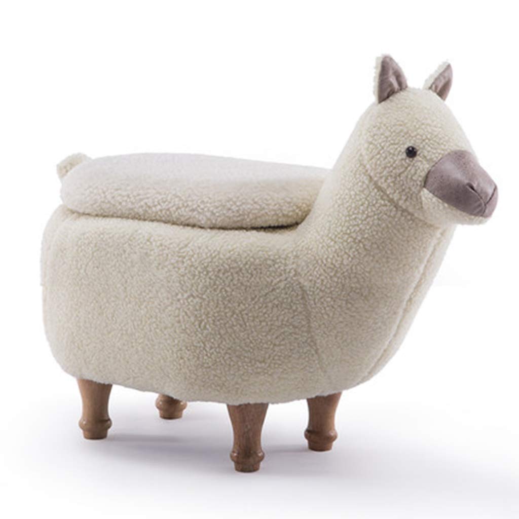 **Cartoon Alpaca Shoe Storage Ottoman - White, Multifunctional Entryway Bench for Changing Shoes, Living Room Stool, Foyer Seating with Storage** (Perfect for Home Entryway, Living Room, and Bedroom Organization)