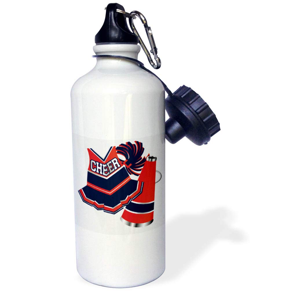 3D Rose Cheerleading in Red and Blue Sports Water Bottle - 21oz Insulated Stainless Steel Bottle with Straw Lid - Perfect for Gym, School & Outdoor Activities