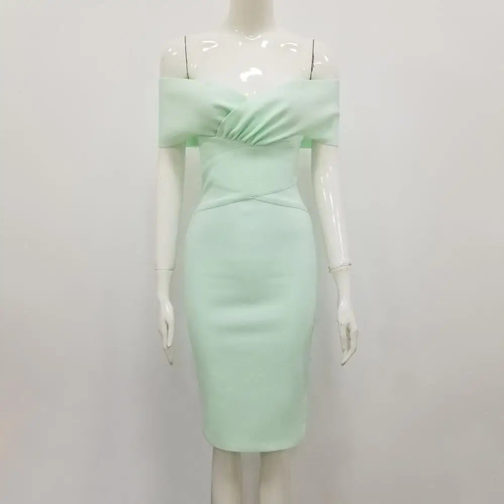Sexy Off Shoulder Mint Green Bandage Dress for Women - 2019 Designer Summer Party Dress | Free Shipping & New Arrival | Perfect for Club Nights, Date Nights & Beach Vacations