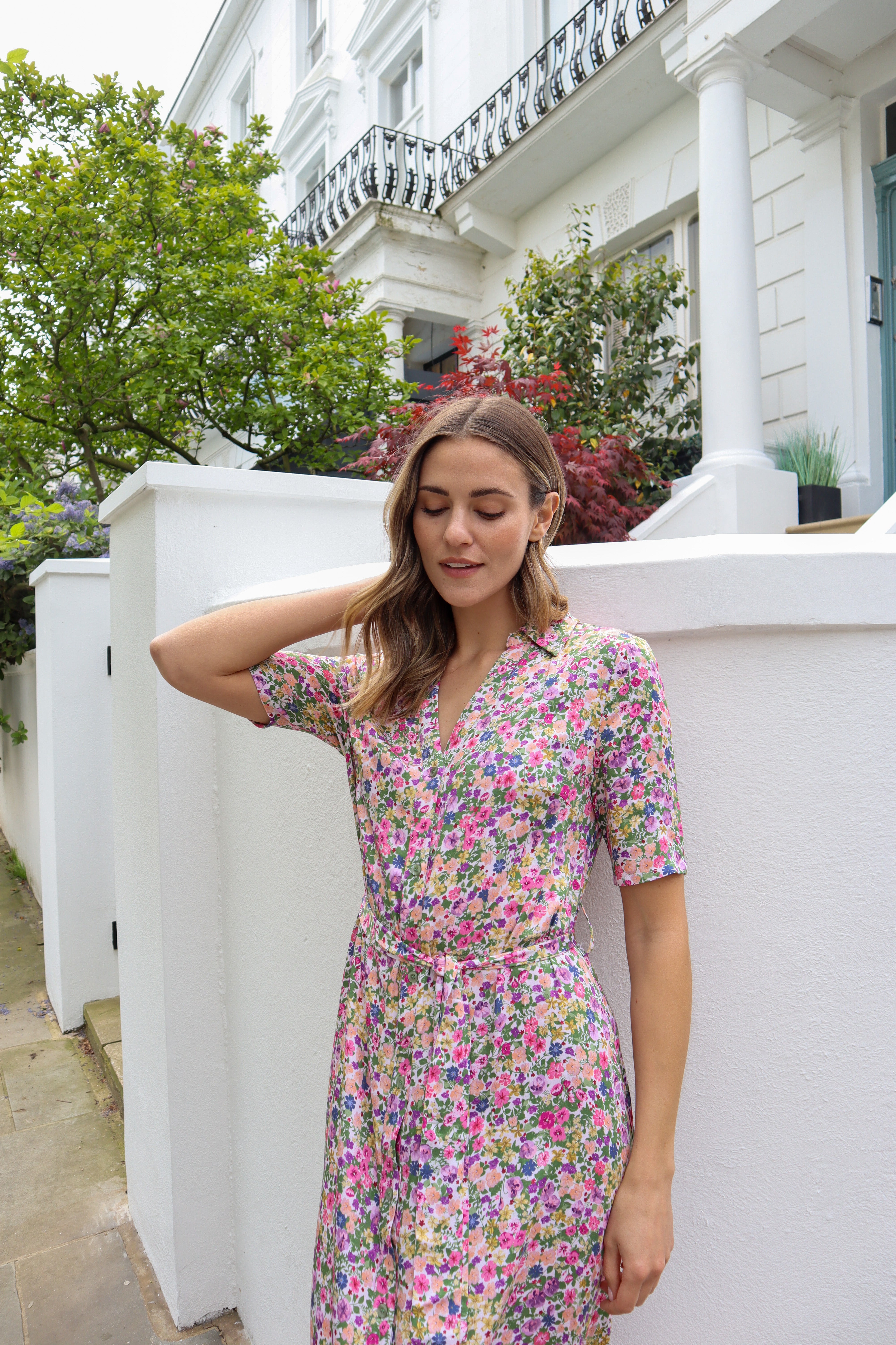 JADIE Floral Long Shirt Dress for Women - Elegant Casual & Office Wear - Perfect for Spring, Summer, and Fall Outfits