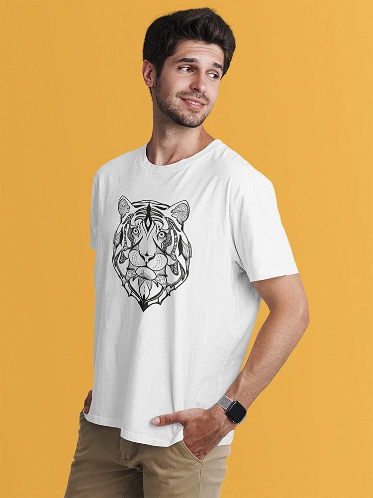 Men's Hand-Painted Tiger Graphic T-Shirt - Stylish Casual Wear for Street Fashion & Everyday Outfits