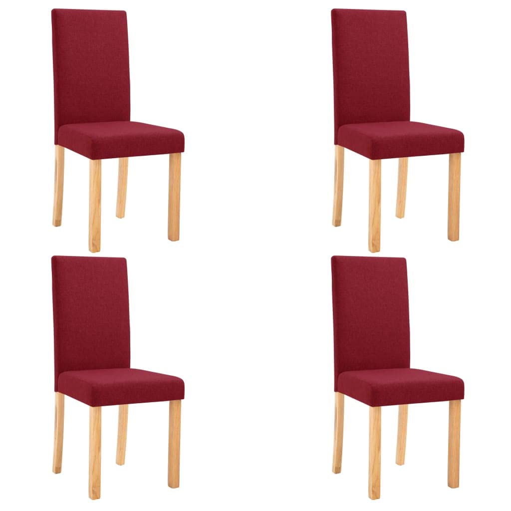 SKM Dining Chairs Set of 4 - Wine Red Fabric Upholstered Kitchen Chairs for Dining Room, Restaurant & Home Decor (Model 9231)