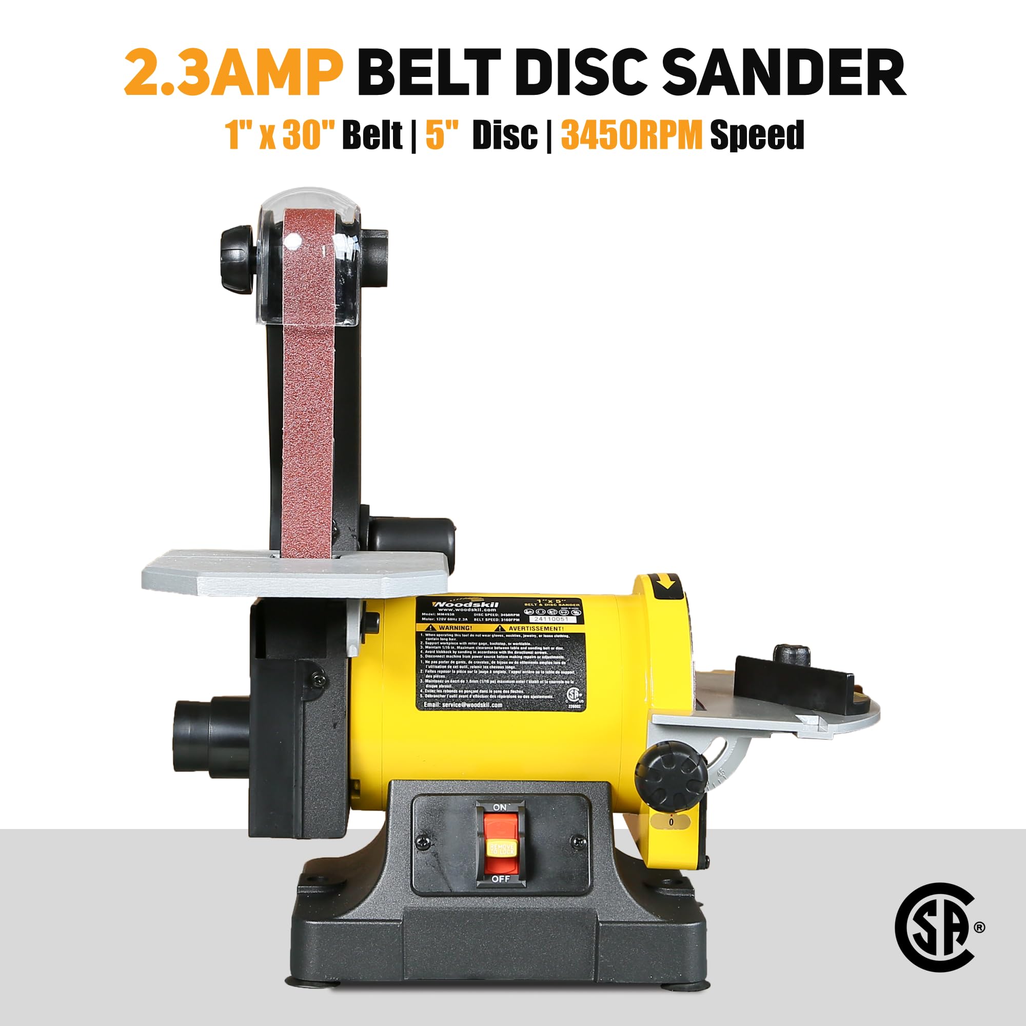 Upgraded 1 in. x 30 in. Belt & 5 in. Disc Sander for Woodworking - Heavy Duty Bench Sander for Sanding, Polishing & Sharpening - Perfect for DIY Projects, Furniture Making & Metalworking