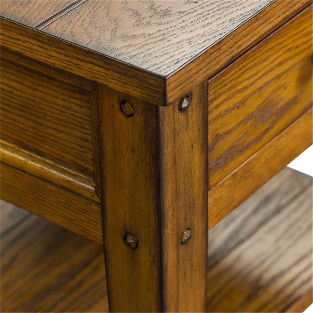 Oak Lake House Chair and Side Table Set - 2-Piece Rustic Furniture for Living Room, Bedroom & Porch | Home Square Collection