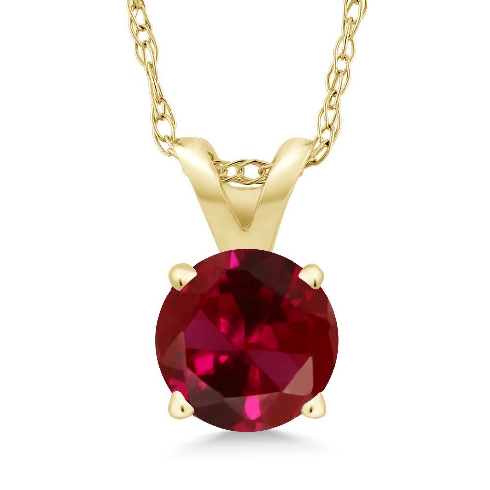 14K Yellow Gold Round 5MM Birthstone Solitaire Pendant Necklace for Women | 18 Inch 14K Gold Chain | Fine Jewelry Gift for Mom, Wife, Her | Perfect for Birthdays, Anniversaries & Special Occasions