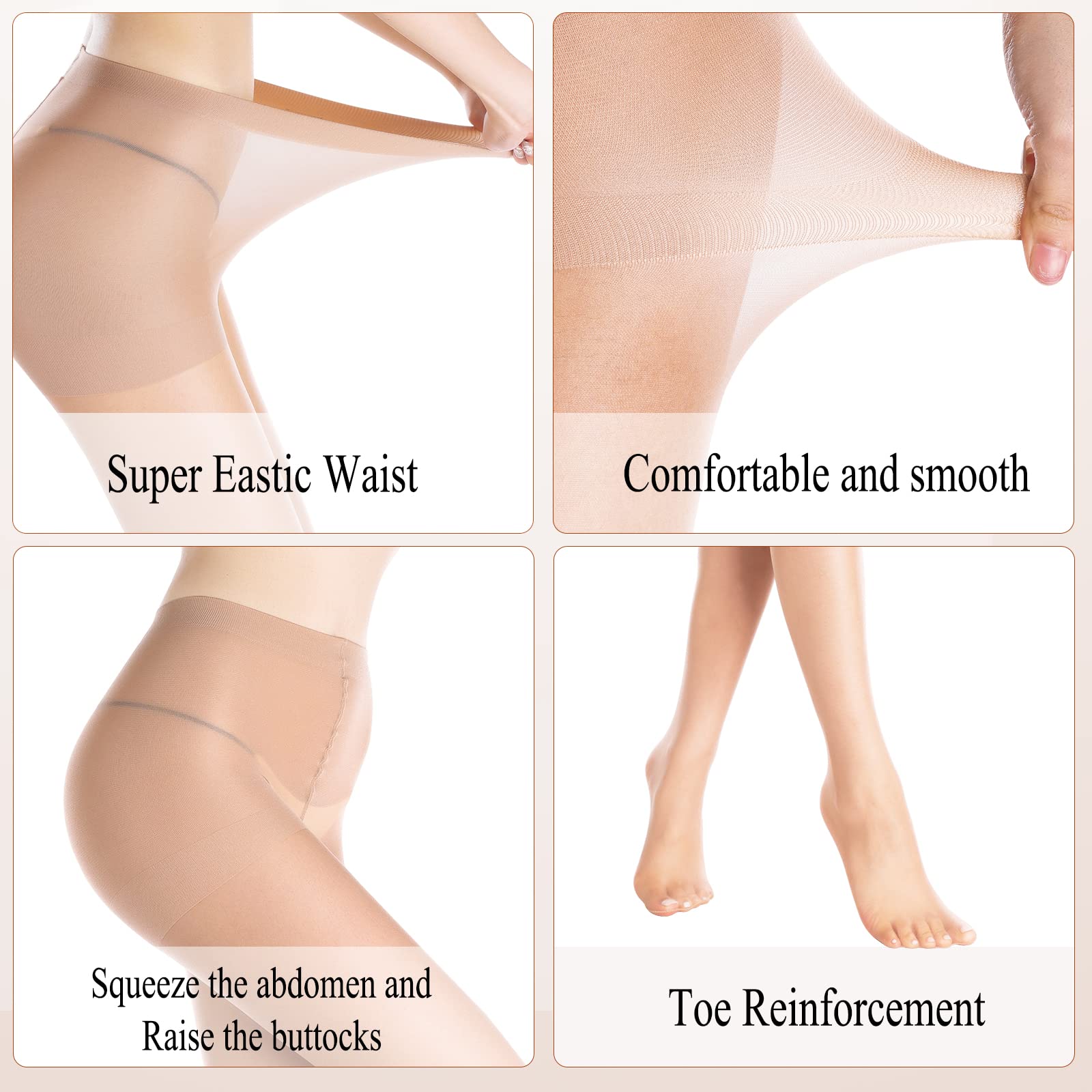 Sheer Tights for Women 20D - Control Top Pantyhose for Work & Daily Wear