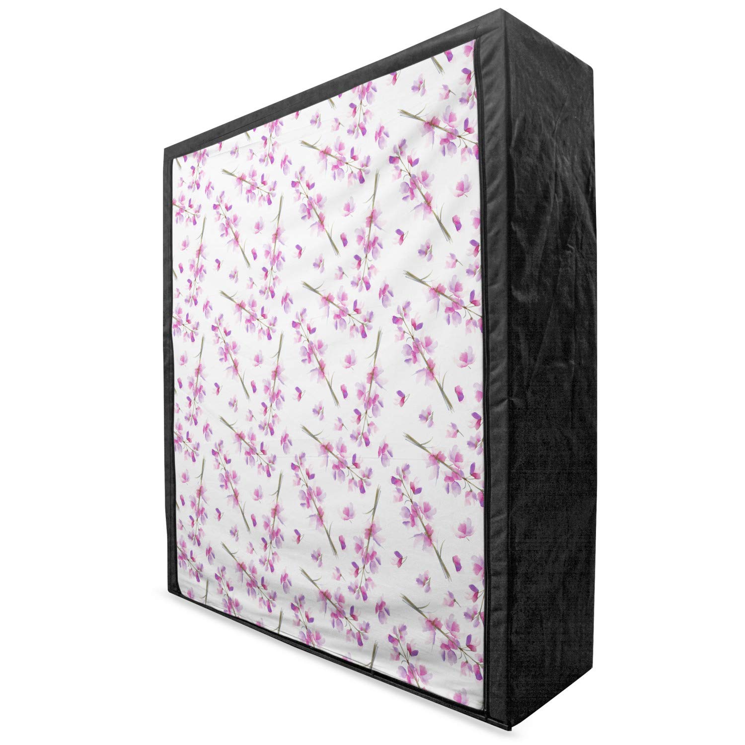 Ambesonne Purple Portable Fabric Wardrobe with Delphinium Floral Branches Design - 59