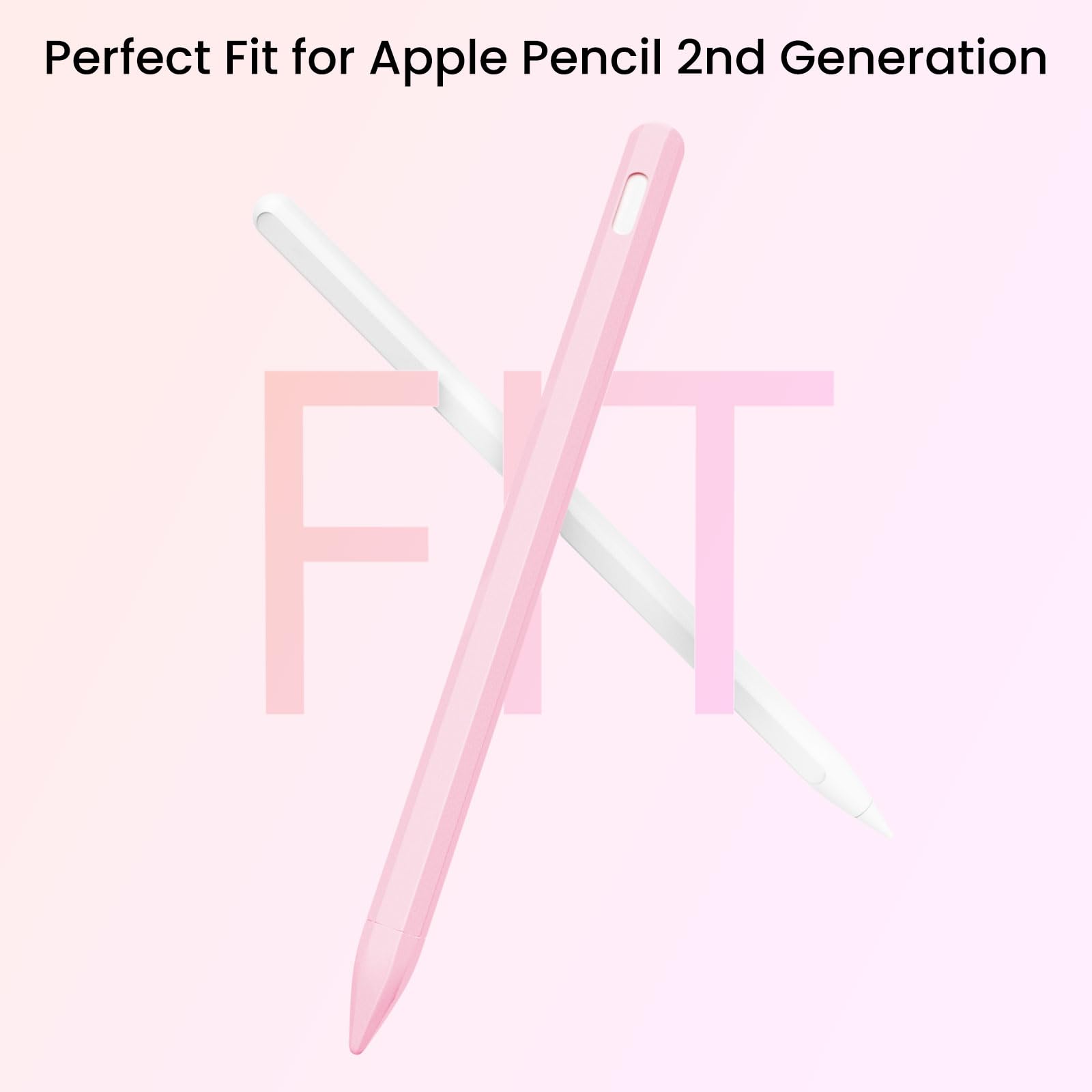 KELIFANG Silicone Protective Case for Apple Pencil Pro 2024 & Apple Pencil 2nd Generation - Cute Pink Skin Sleeve Cover with Grip & Tip Cap - Compatible with iPad Pro 11/12.9/13 Inch - Perfect for Drawing, Note-Taking & Digital Art