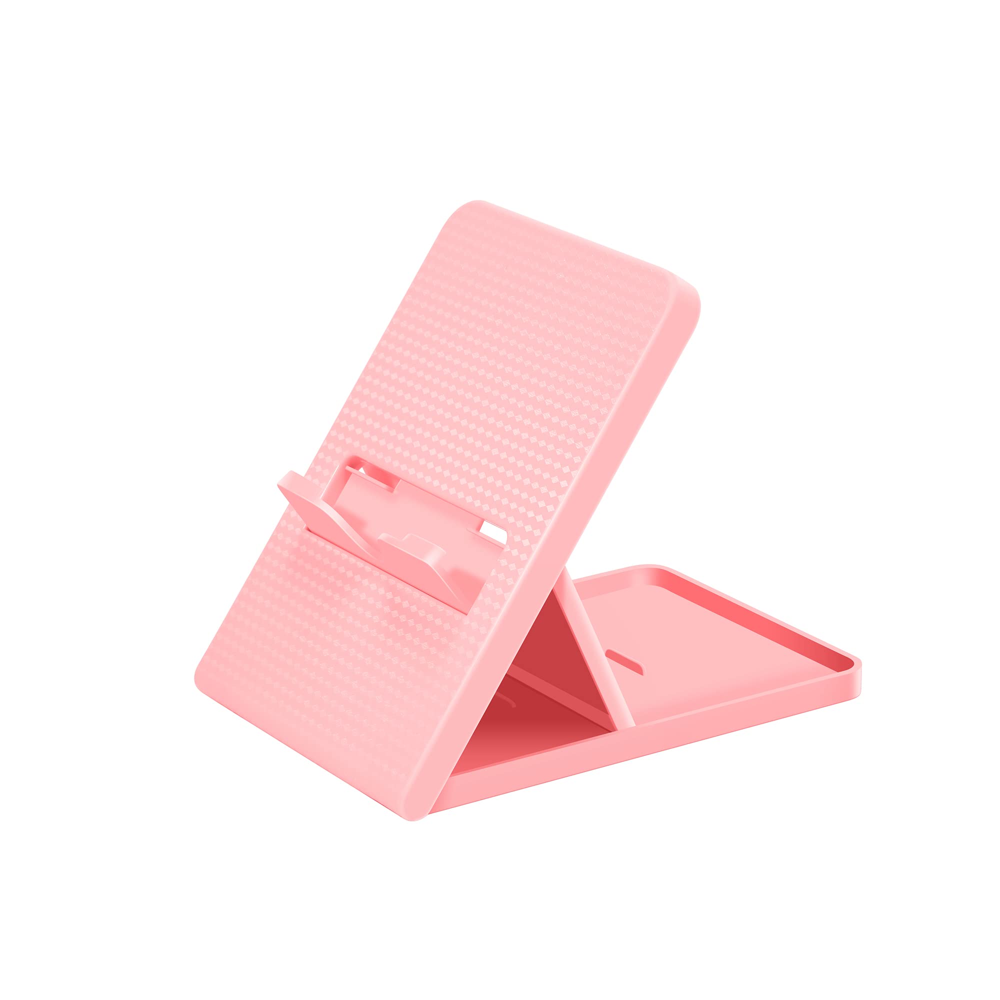 Emvaoal Adjustable Portable Playstand for Nintendo Switch - Compact Foldable Holder Compatible with Switch/Switch Lite/Switch OLED - Non-Slip Gaming Stand (Pink) - Perfect for Travel, Bedroom Gaming & Hands-Free Play