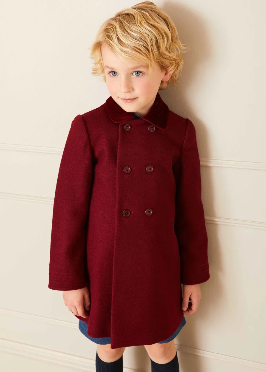 Stylish Burgundy Double Breasted Coat for Kids (12 Months to 10 Years) - Perfect for Winter Outings & Special Occasions