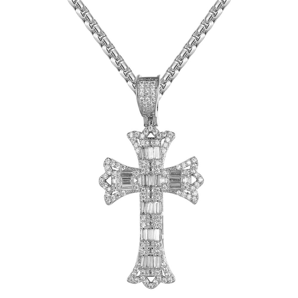 Jesus Christ Holy Cross Religious Baguette Charm Pendant - Elegant Designer Jewelry for Faithful Christians | Perfect for Church, Daily Wear & Gift Giving