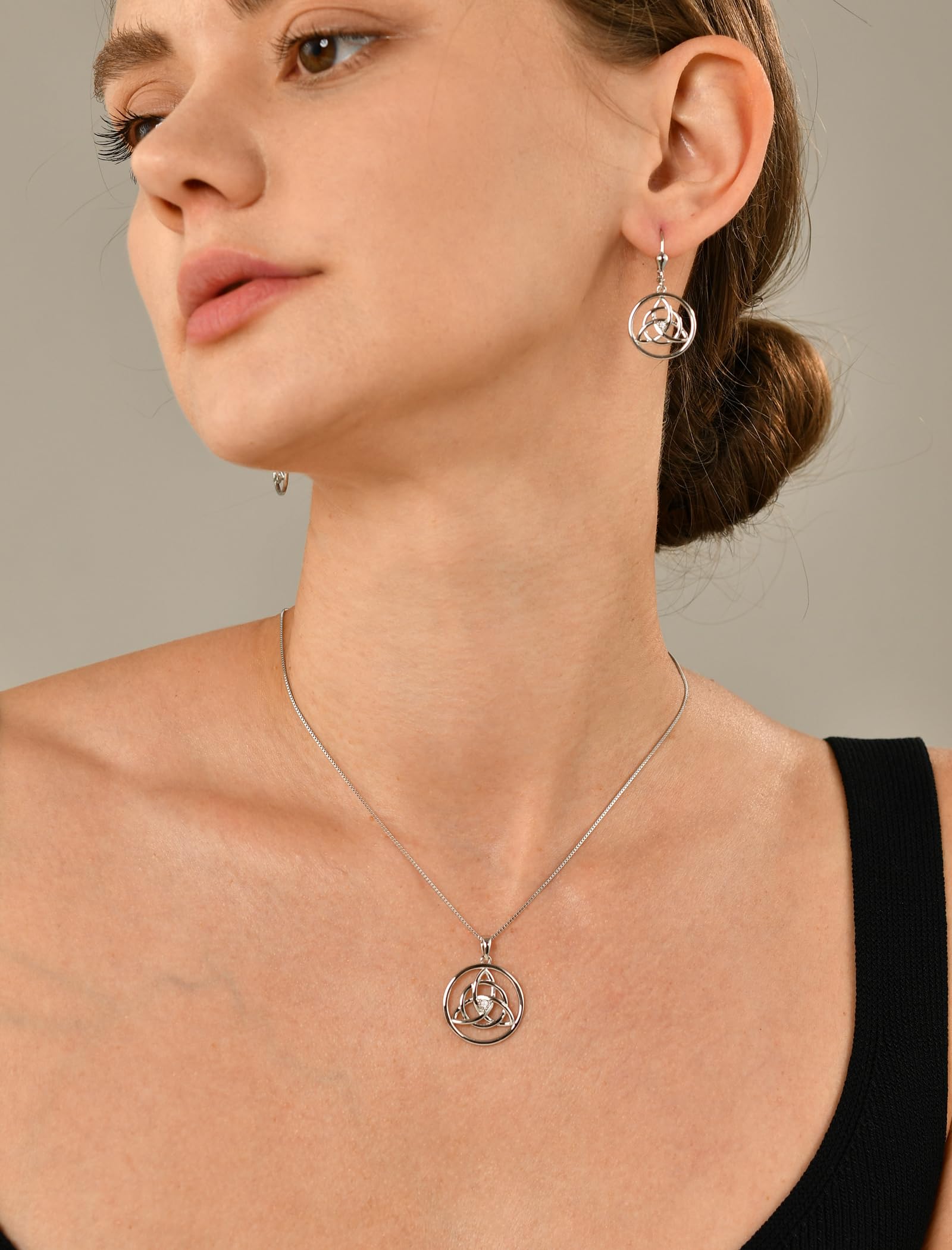 925 Sterling Silver Celtic Knot Earrings with Birthstones - Trinity Leverback Drop Dangle Jewelry for Women | Elegant Gift for Anniversary, Birthday & Special Occasions
