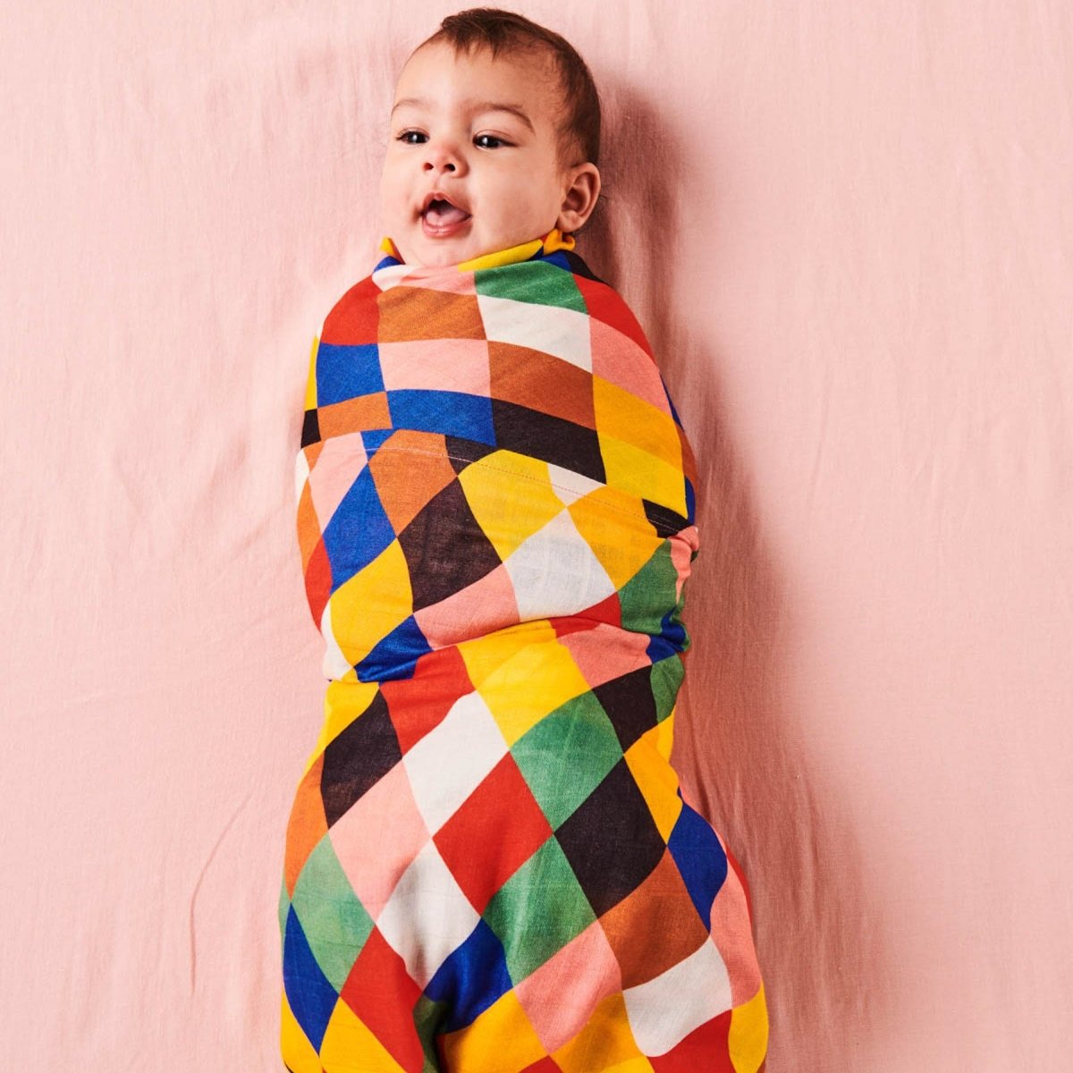 Harlequin Pattern Bamboo Swaddle Blanket for Newborns - Soft, Breathable & Adjustable - Perfect for Baby Showers, Photography & Nursery Decor