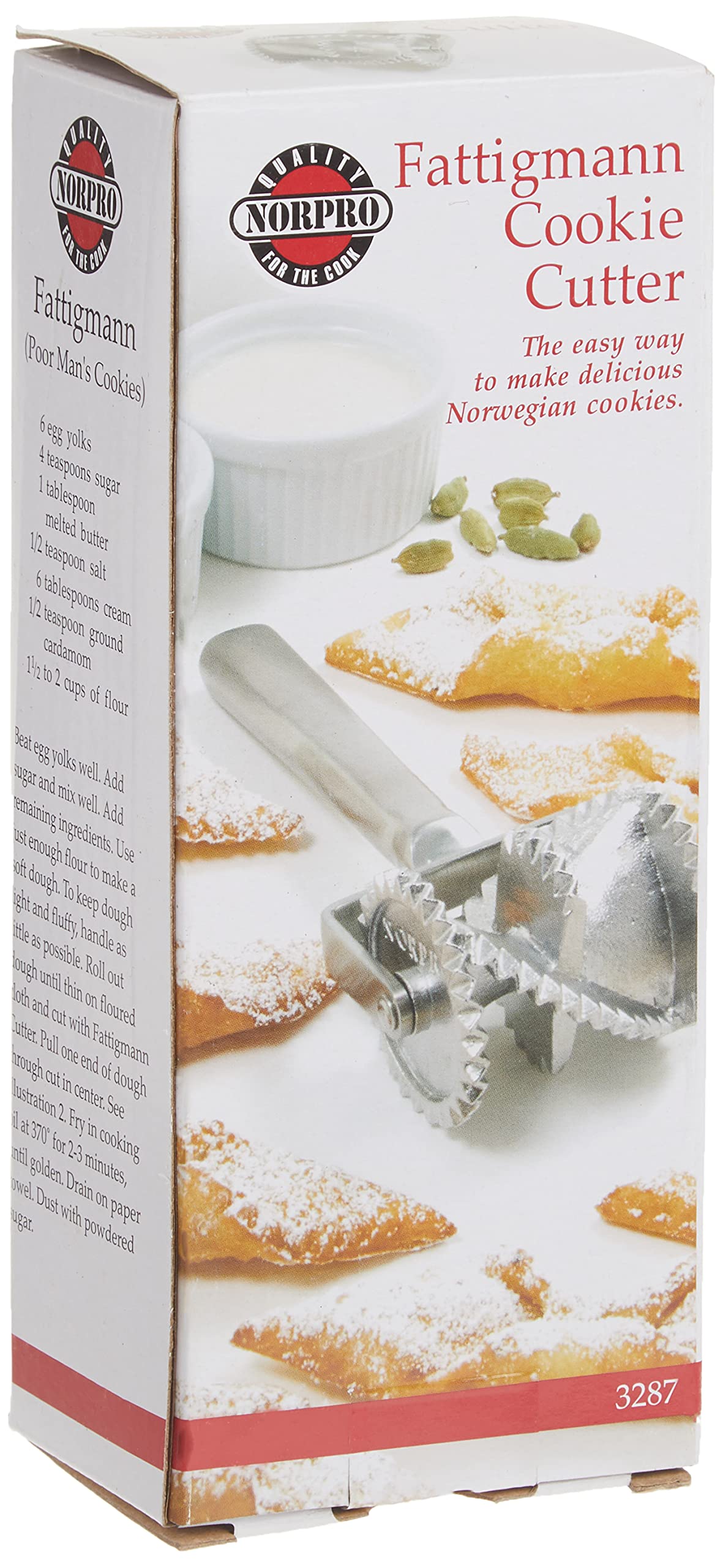Norpro Cast Iron and Stainless Steel Fattigmann Cutter - Traditional Norwegian Cookie Cutter for Holiday Baking and Pastry Making