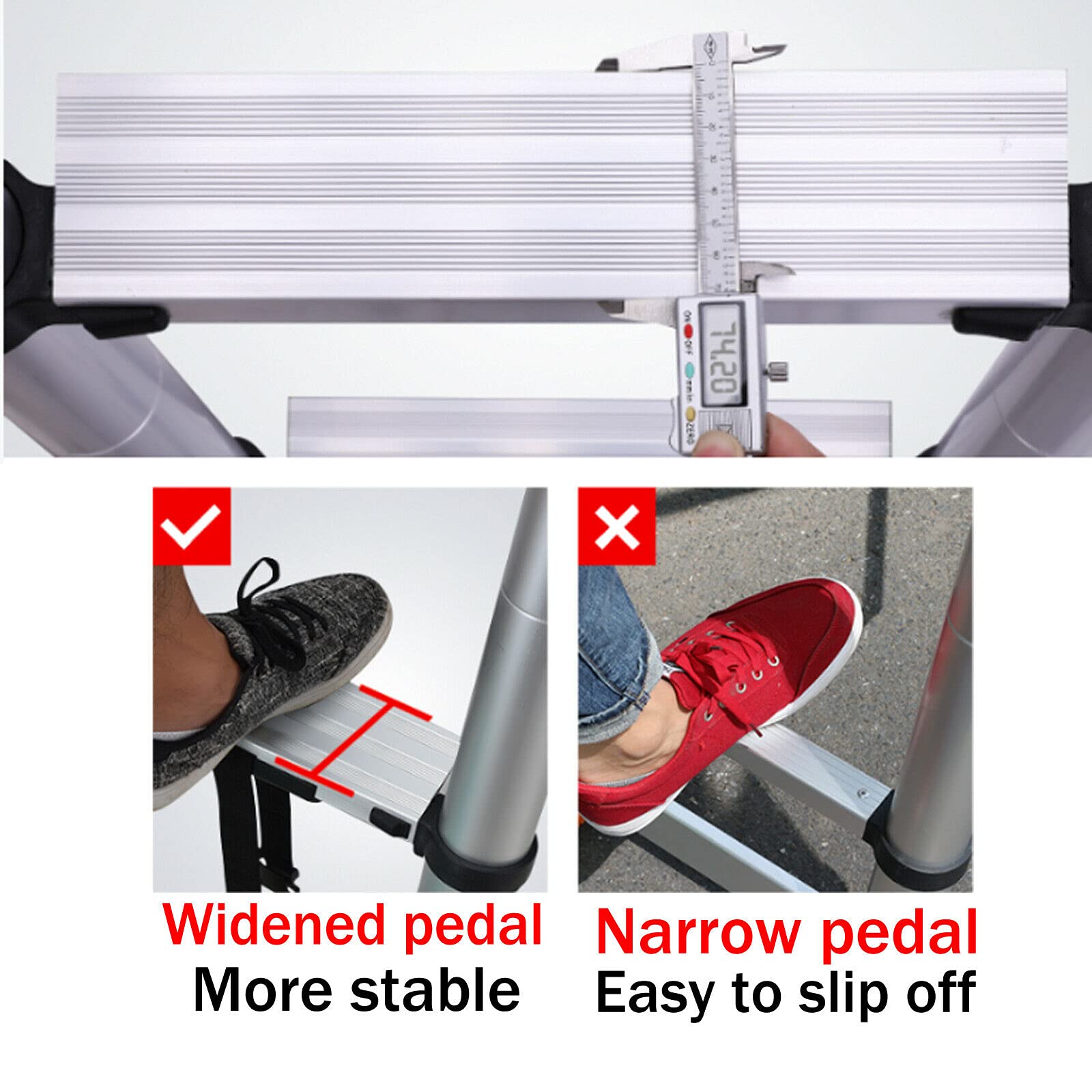 Heavy Duty Telescoping Ladder 150kg Capacity - 4 Step Aluminum A-Frame Ladder with 5 Folding Handgrip & Wide Platform for Home, Office, Warehouse - Perfect for Window Cleaning, Painting, Roof Work & DIY Projects