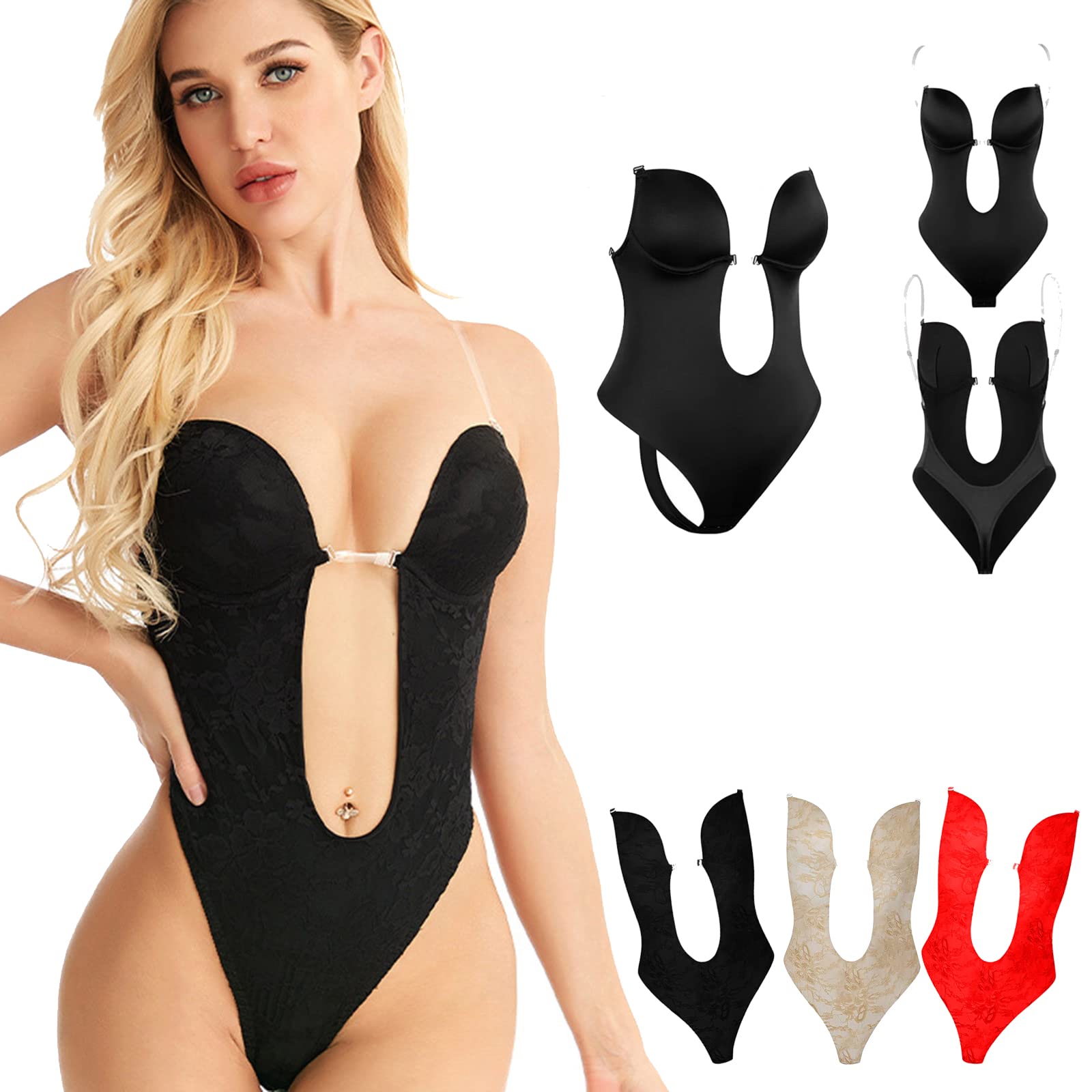 GBSELL Invishaper - Plunge Backless Body Shaper Bra for Women | Deep V Neck Seamless Shapewear | Tummy Control Bodysuit for Slimming & Smoothing | Perfect for Evening Dresses, Wedding & Special Occasions