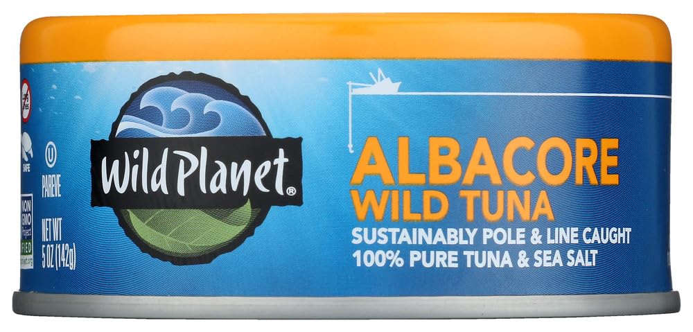Wild Planet Wild Albacore Tuna - Low Mercury, High Protein, Sustainably Caught (48 Pack, 5 Oz Cans) - Perfect for Salads, Sandwiches & Healthy Meal Prep