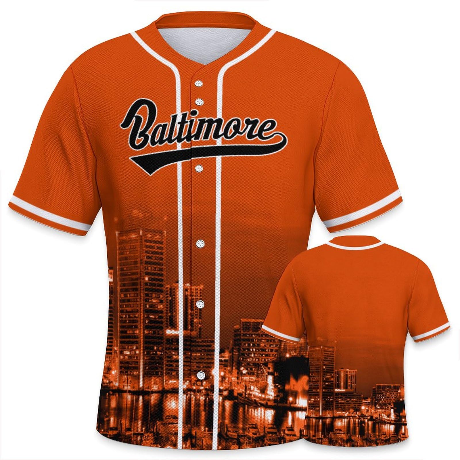 Baseball City Night Skyline Jersey Shirt for Men - Custom Printed Fan Apparel & Sports Gifts (Sizes S-2XL) - Perfect for Game Day, Fan Events & Sports Themed Parties