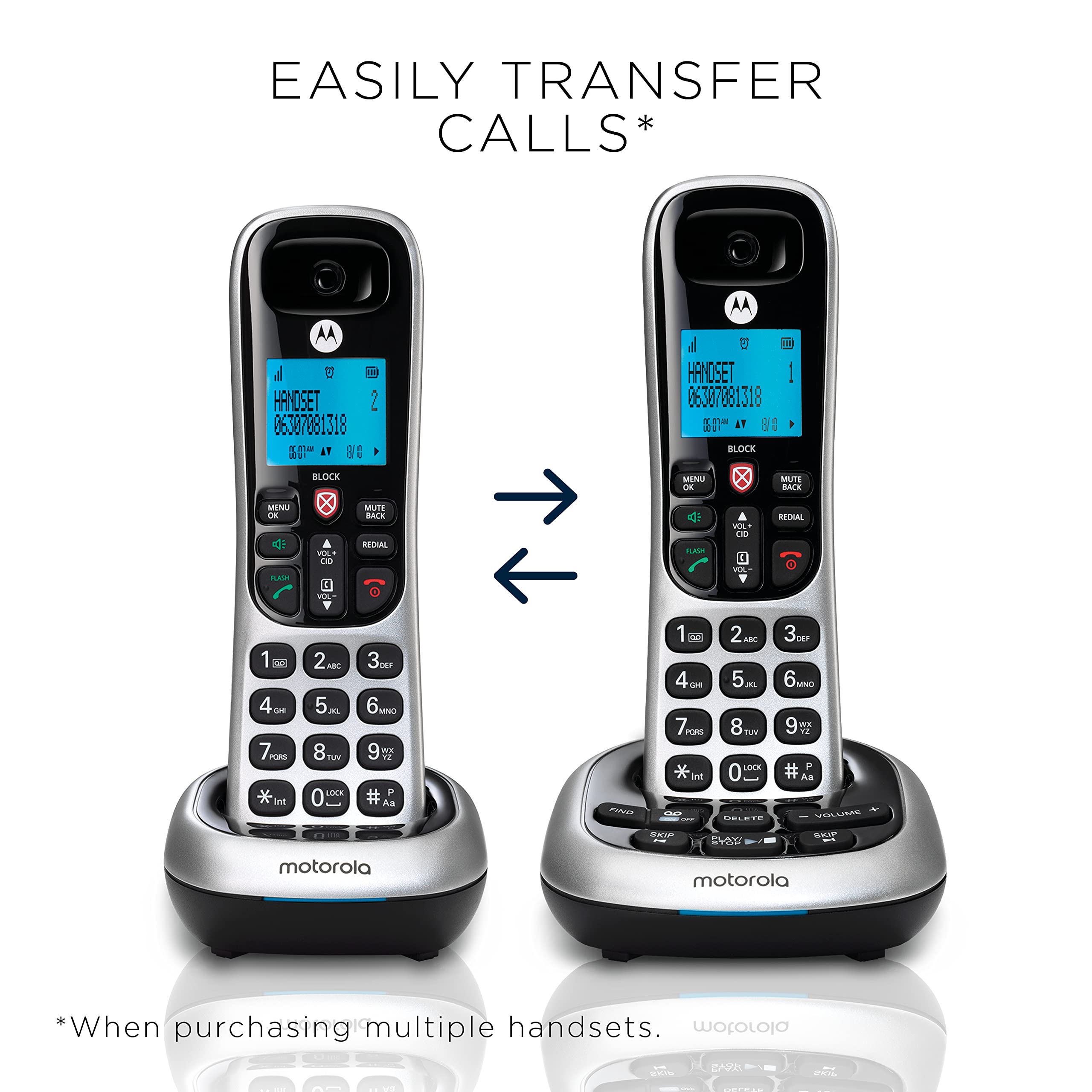 Motorola CD4013 Digital Cordless Phone with Answering System & 3 Handsets - Silver | Expandable Home Office Phone for Landline with Caller ID | Perfect for Home, Office & Small Business Communication