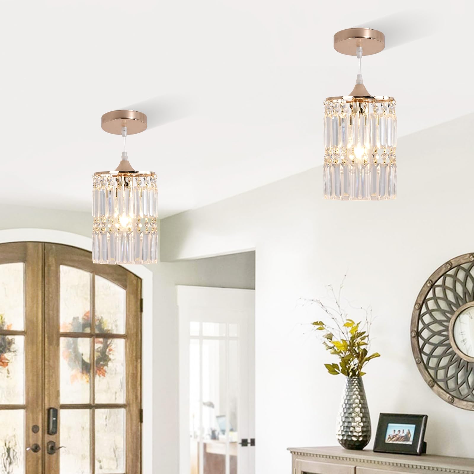 Crystal Ceiling Pendant Light Fixture - Modern Gold Hanging Chandelier for Living Room, Dining Room, Kitchen & Hallway | Perfect for Home Decor, Restaurant Lighting & Interior Design