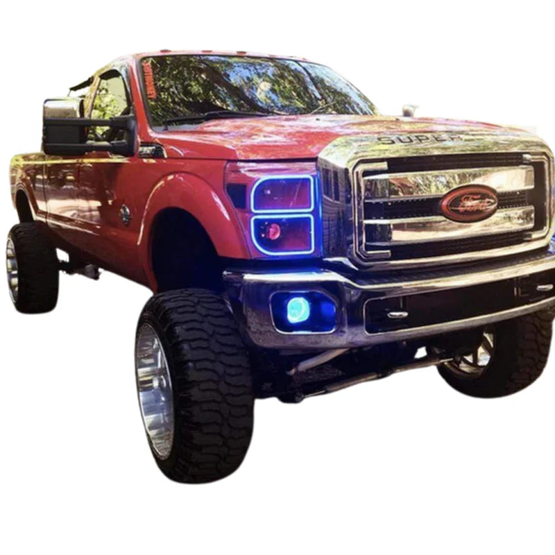 Ford Super Duty Multicolor Flow Halo Headlight Kit for 2011-2016 Models - Upgrade Your Truck's Style & Visibility for Night Driving & Off-Road Adventures