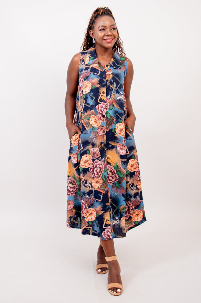 Elegant Floral Print Cissy Dress - Vintage Garden Inspired Women's Dress for Casual Wear, Parties & Special Occasions